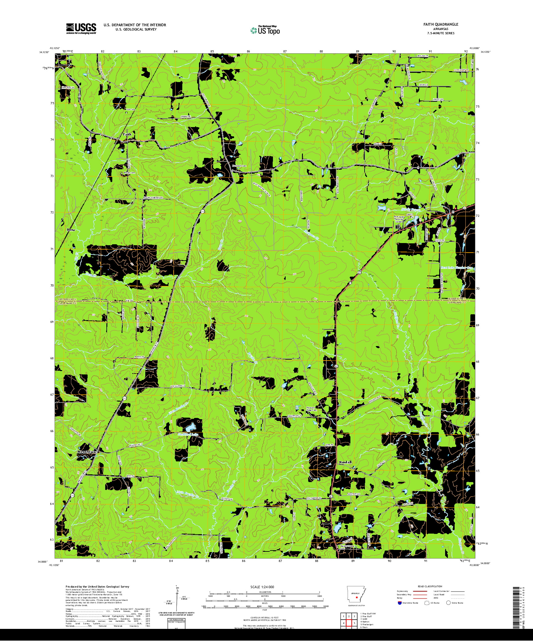 USGS US TOPO 7.5-MINUTE MAP FOR FAITH, AR 2020