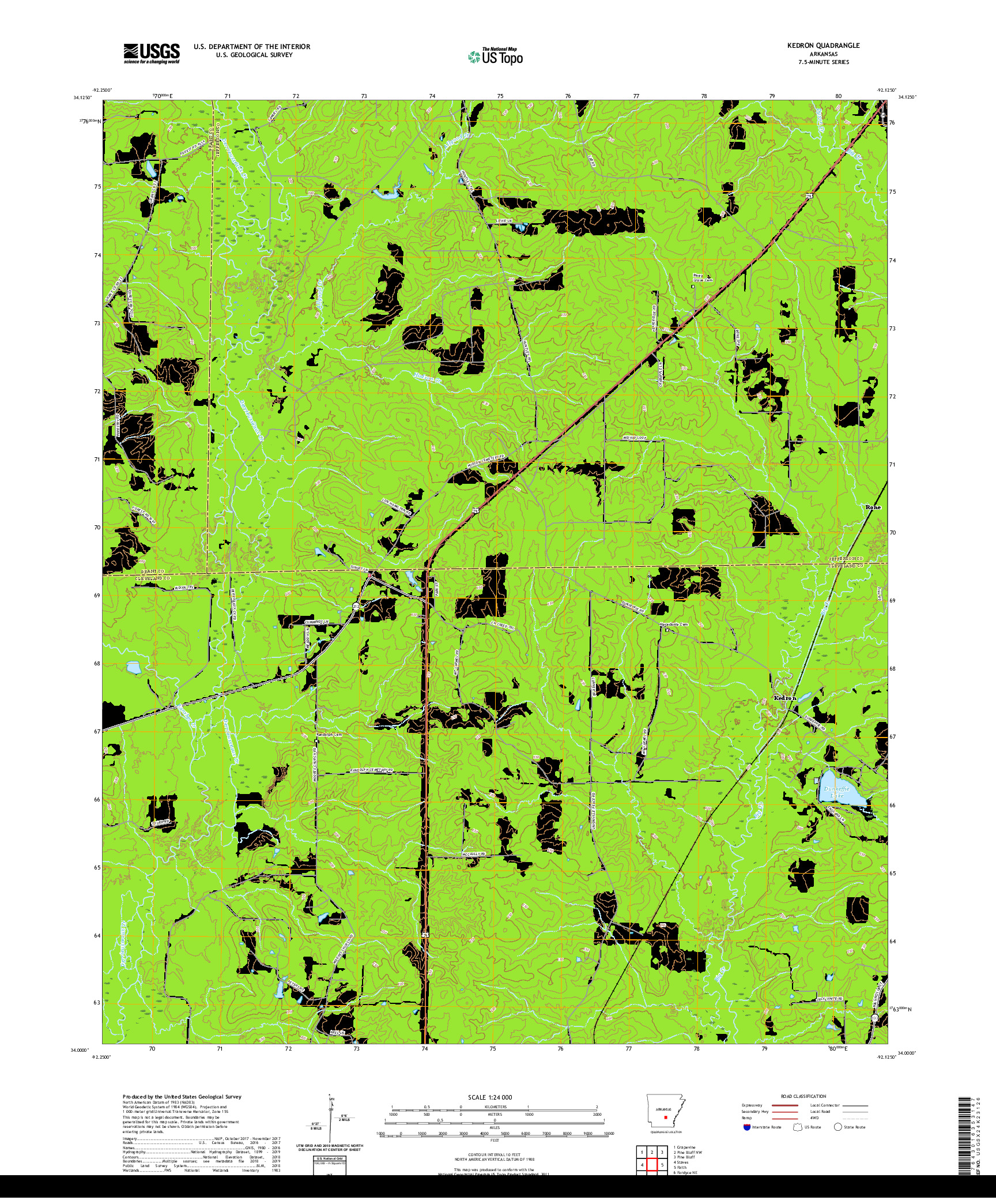 USGS US TOPO 7.5-MINUTE MAP FOR KEDRON, AR 2020