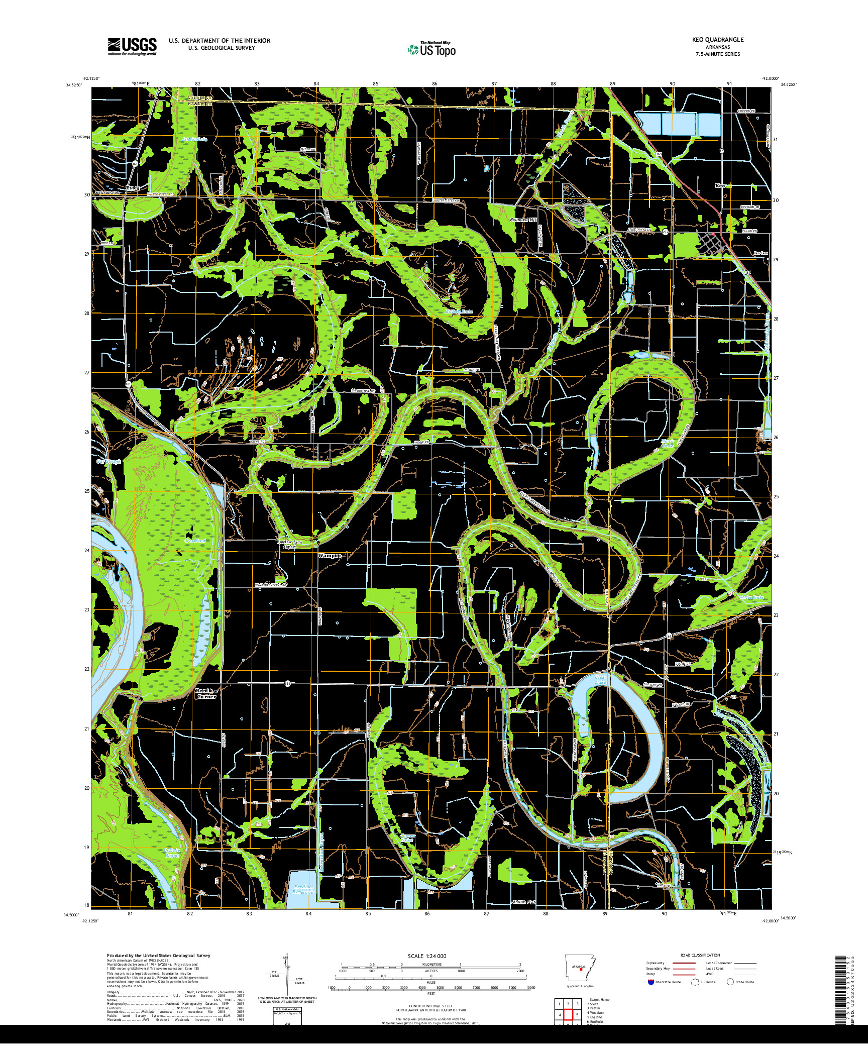 USGS US TOPO 7.5-MINUTE MAP FOR KEO, AR 2020