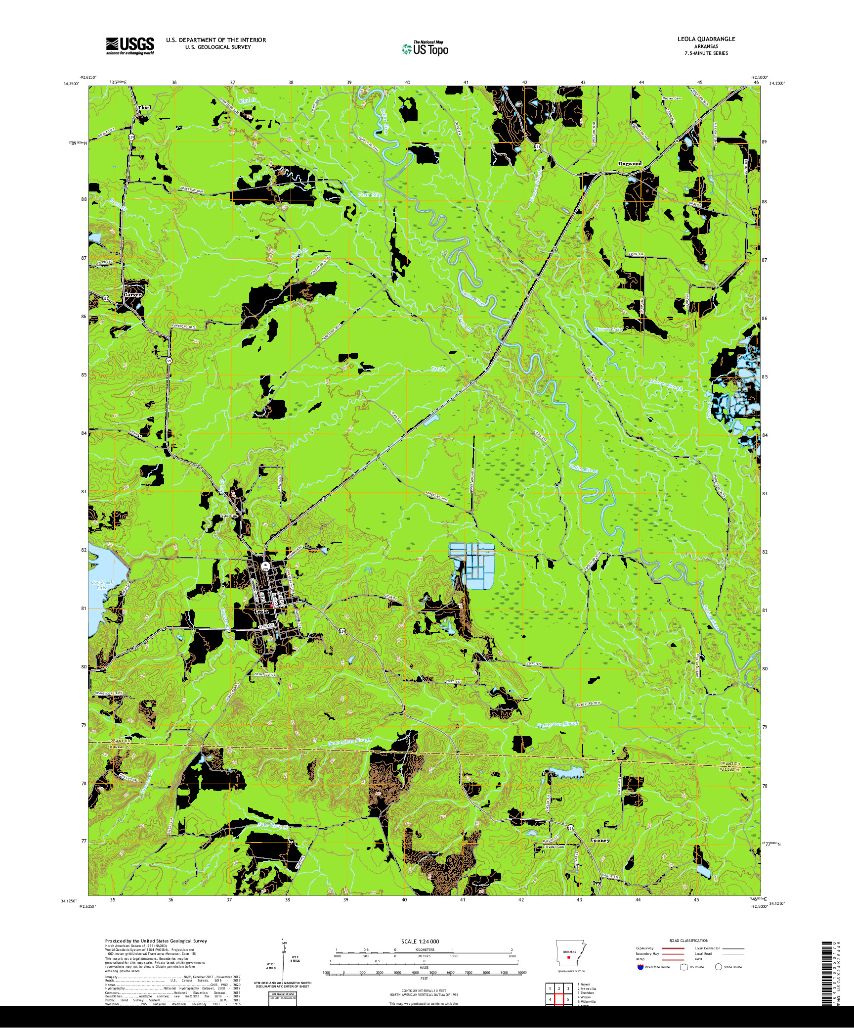 USGS US TOPO 7.5-MINUTE MAP FOR LEOLA, AR 2020