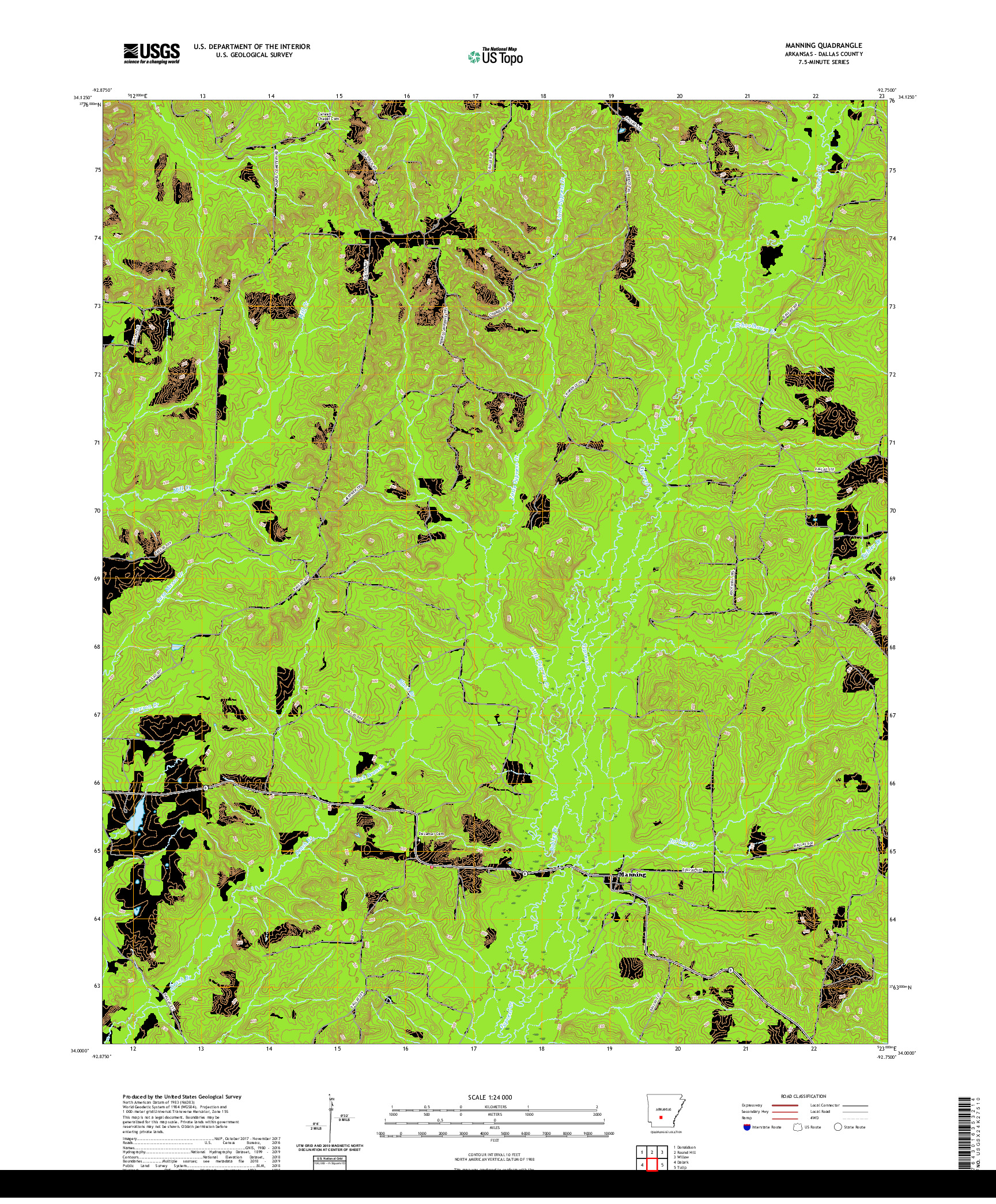 USGS US TOPO 7.5-MINUTE MAP FOR MANNING, AR 2020