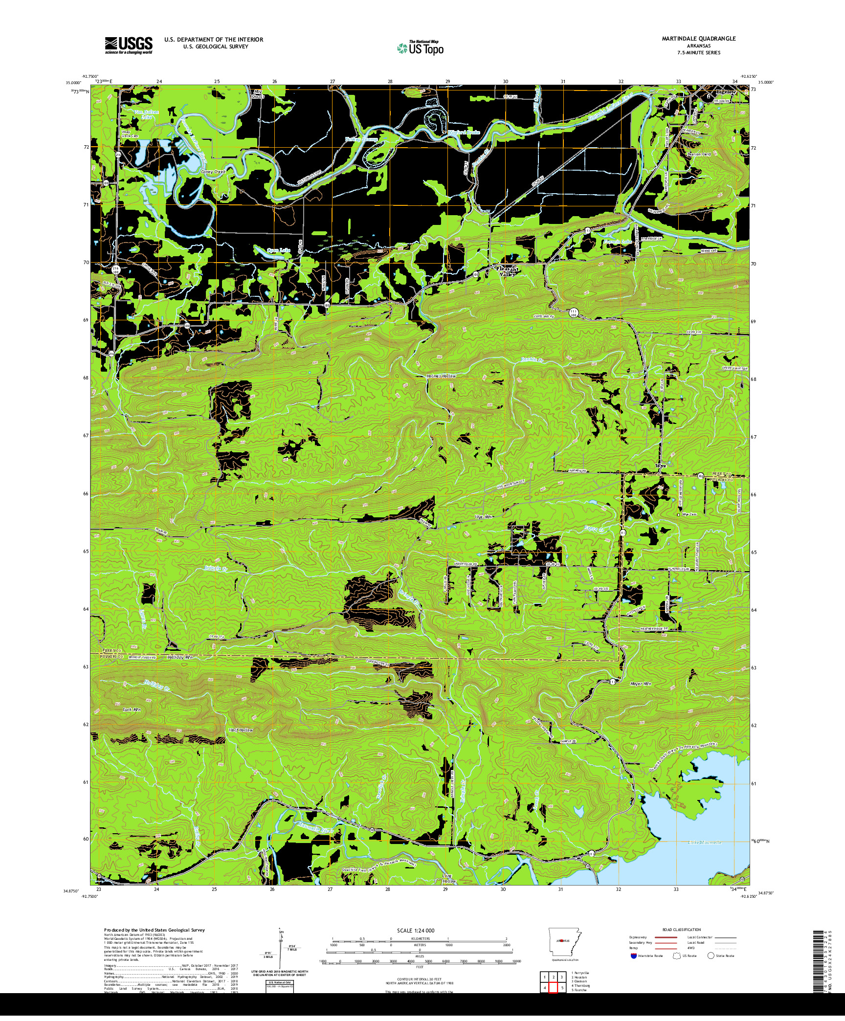 USGS US TOPO 7.5-MINUTE MAP FOR MARTINDALE, AR 2020