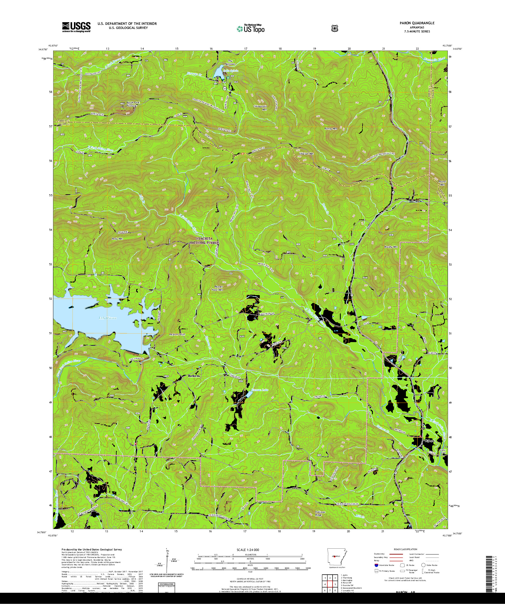 USGS US TOPO 7.5-MINUTE MAP FOR PARON, AR 2020