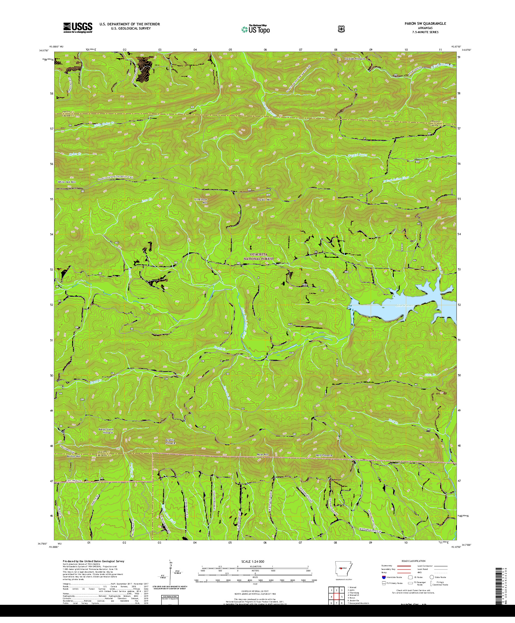 USGS US TOPO 7.5-MINUTE MAP FOR PARON SW, AR 2020