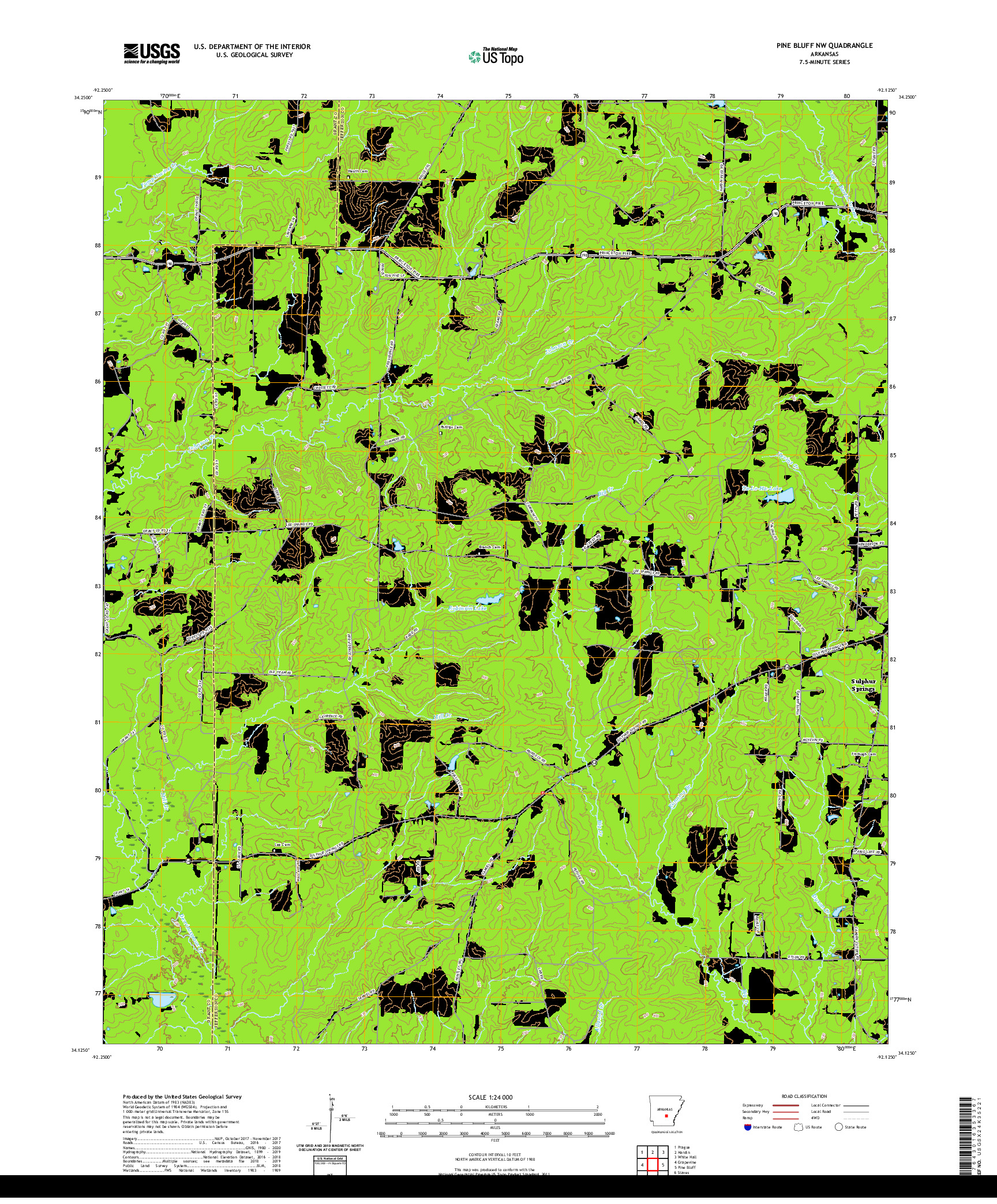 USGS US TOPO 7.5-MINUTE MAP FOR PINE BLUFF NW, AR 2020