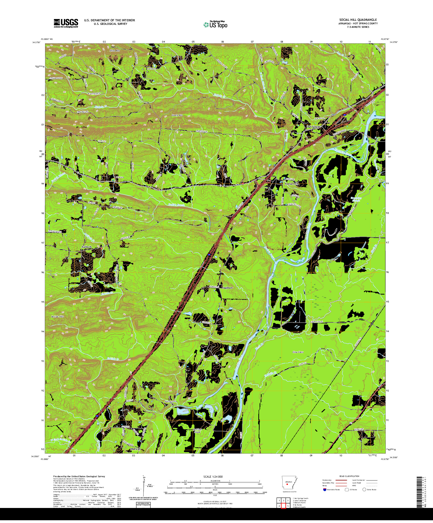 USGS US TOPO 7.5-MINUTE MAP FOR SOCIAL HILL, AR 2020