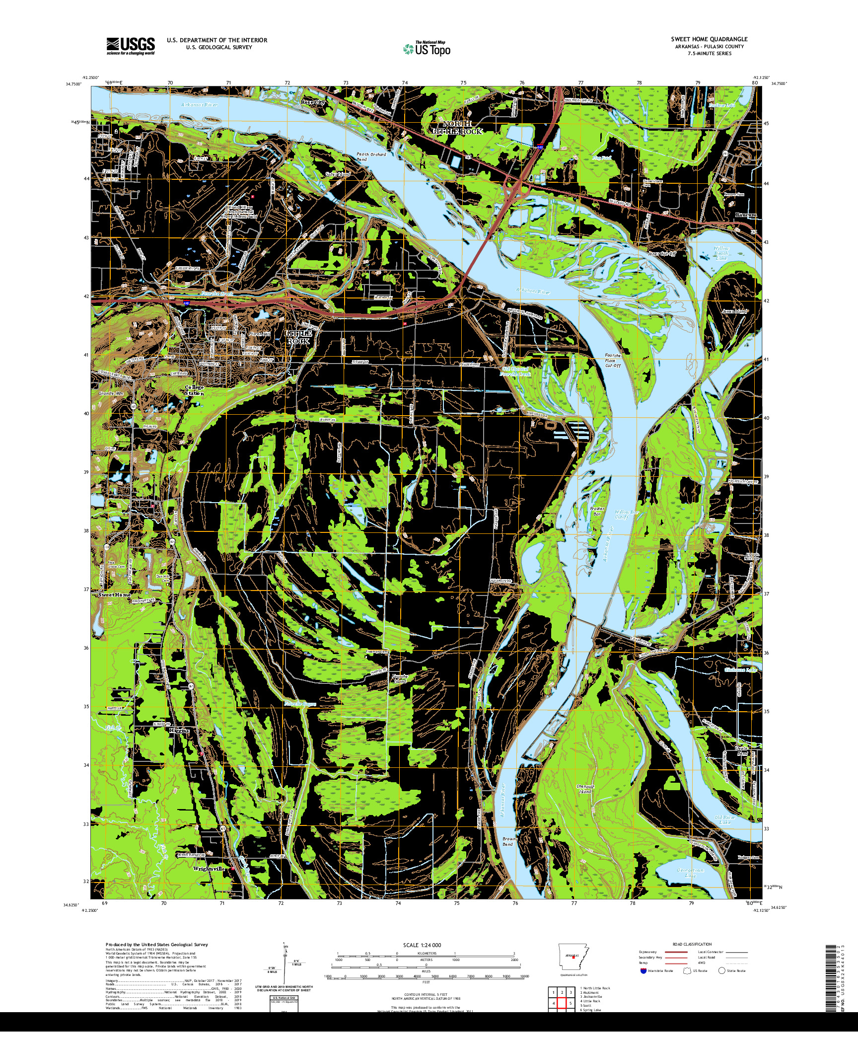 USGS US TOPO 7.5-MINUTE MAP FOR SWEET HOME, AR 2020