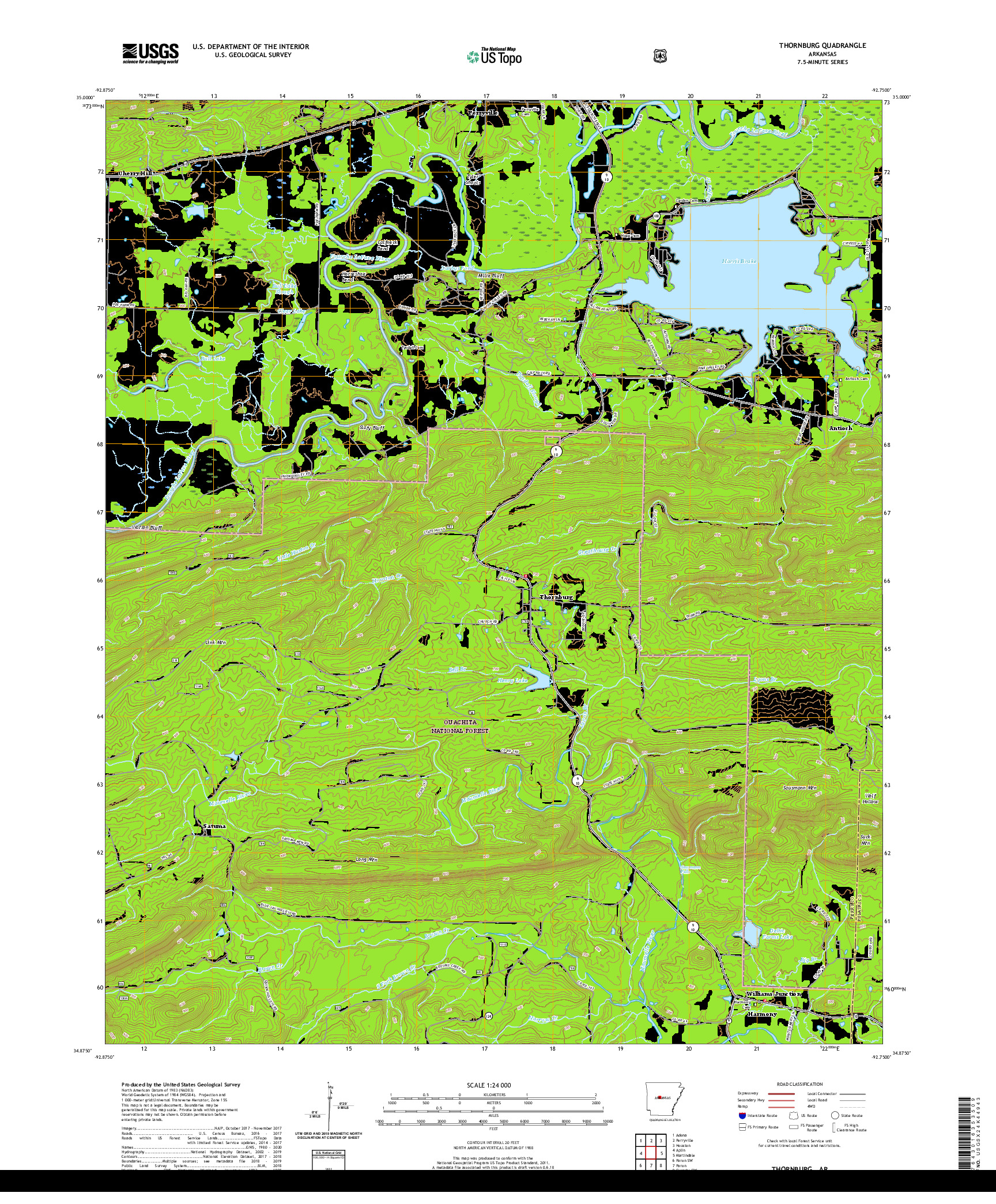 USGS US TOPO 7.5-MINUTE MAP FOR THORNBURG, AR 2020