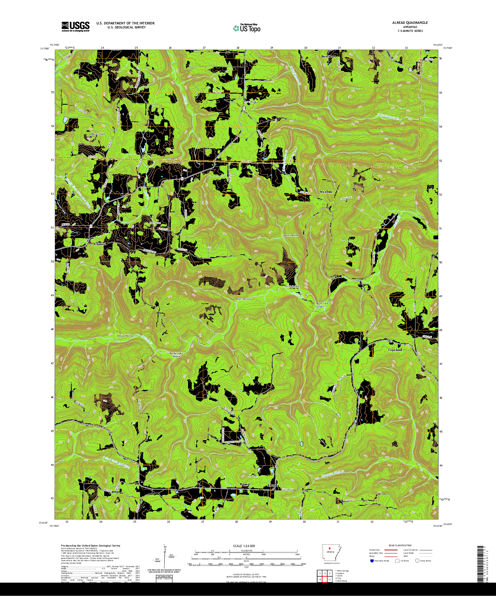 USGS US TOPO 7.5-MINUTE MAP FOR ALREAD, AR 2020