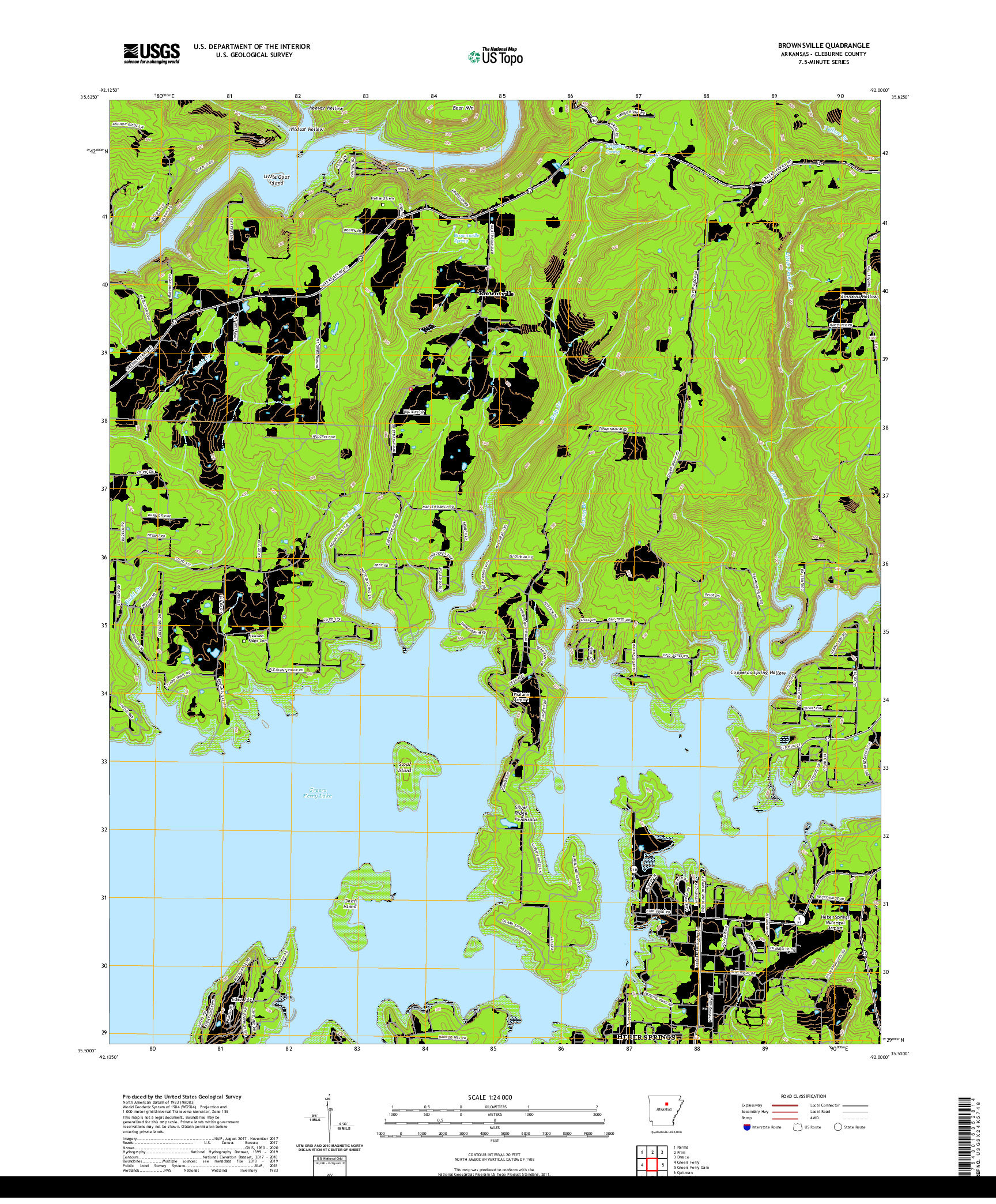 USGS US TOPO 7.5-MINUTE MAP FOR BROWNSVILLE, AR 2020