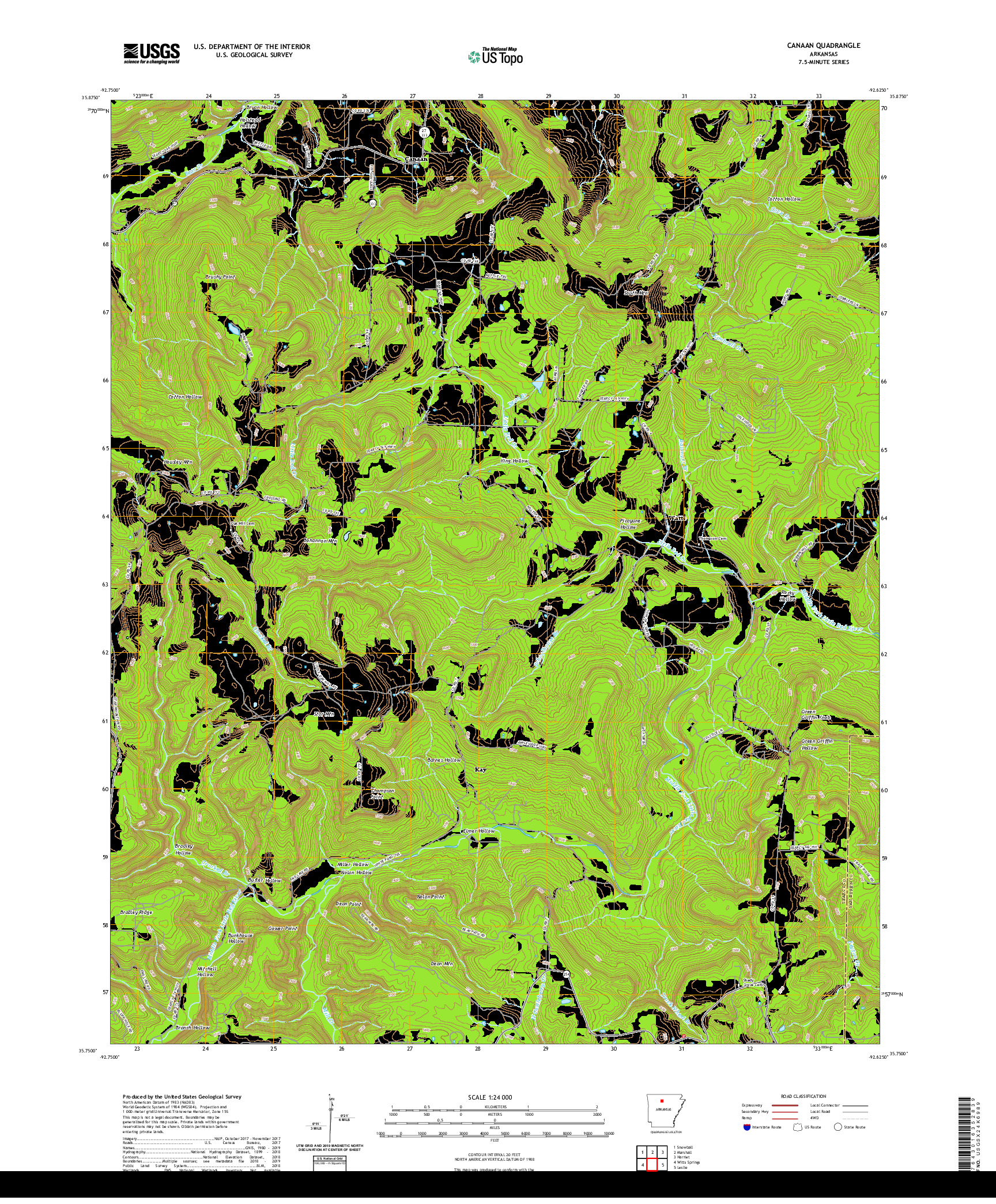 USGS US TOPO 7.5-MINUTE MAP FOR CANAAN, AR 2020