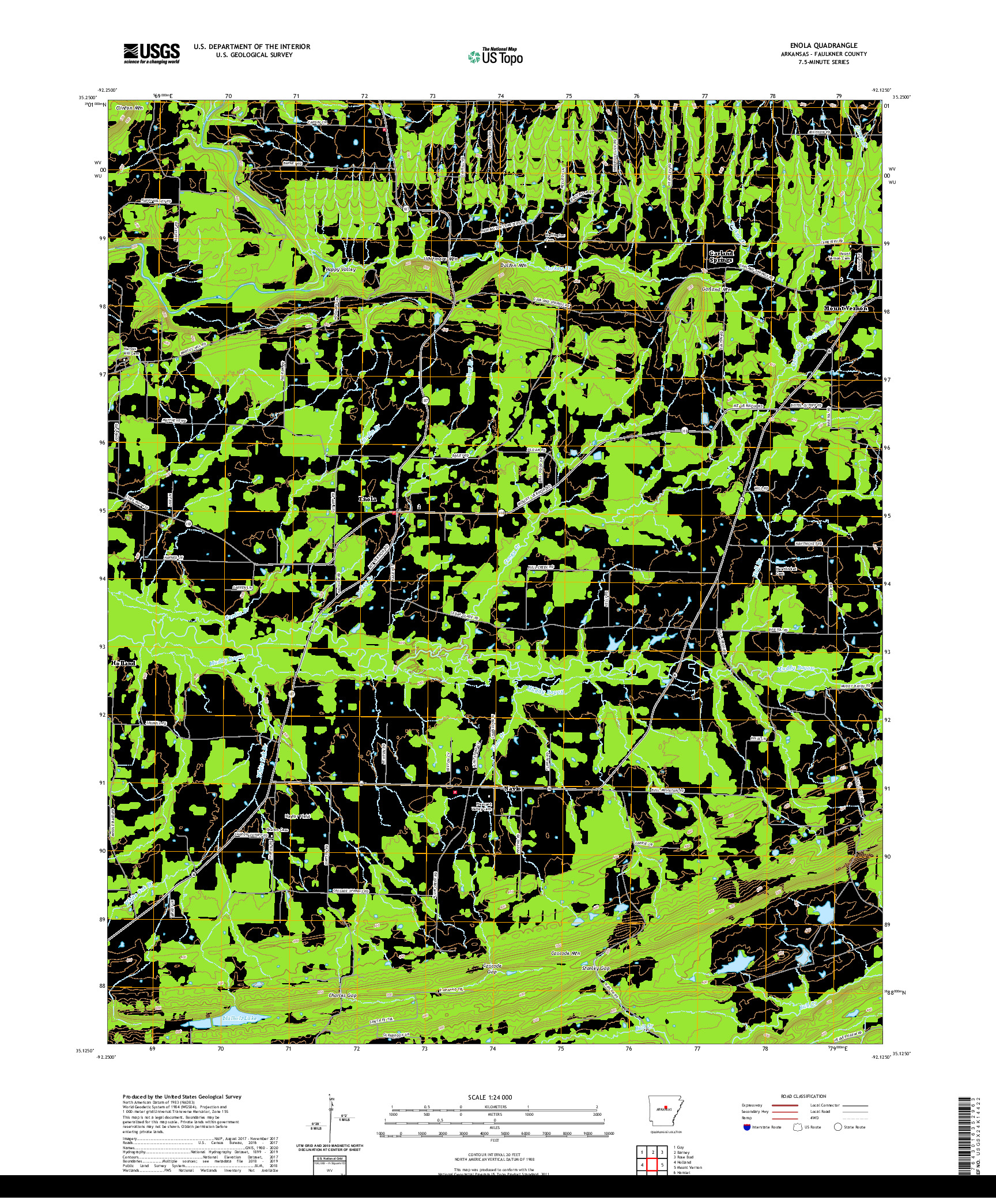 USGS US TOPO 7.5-MINUTE MAP FOR ENOLA, AR 2020