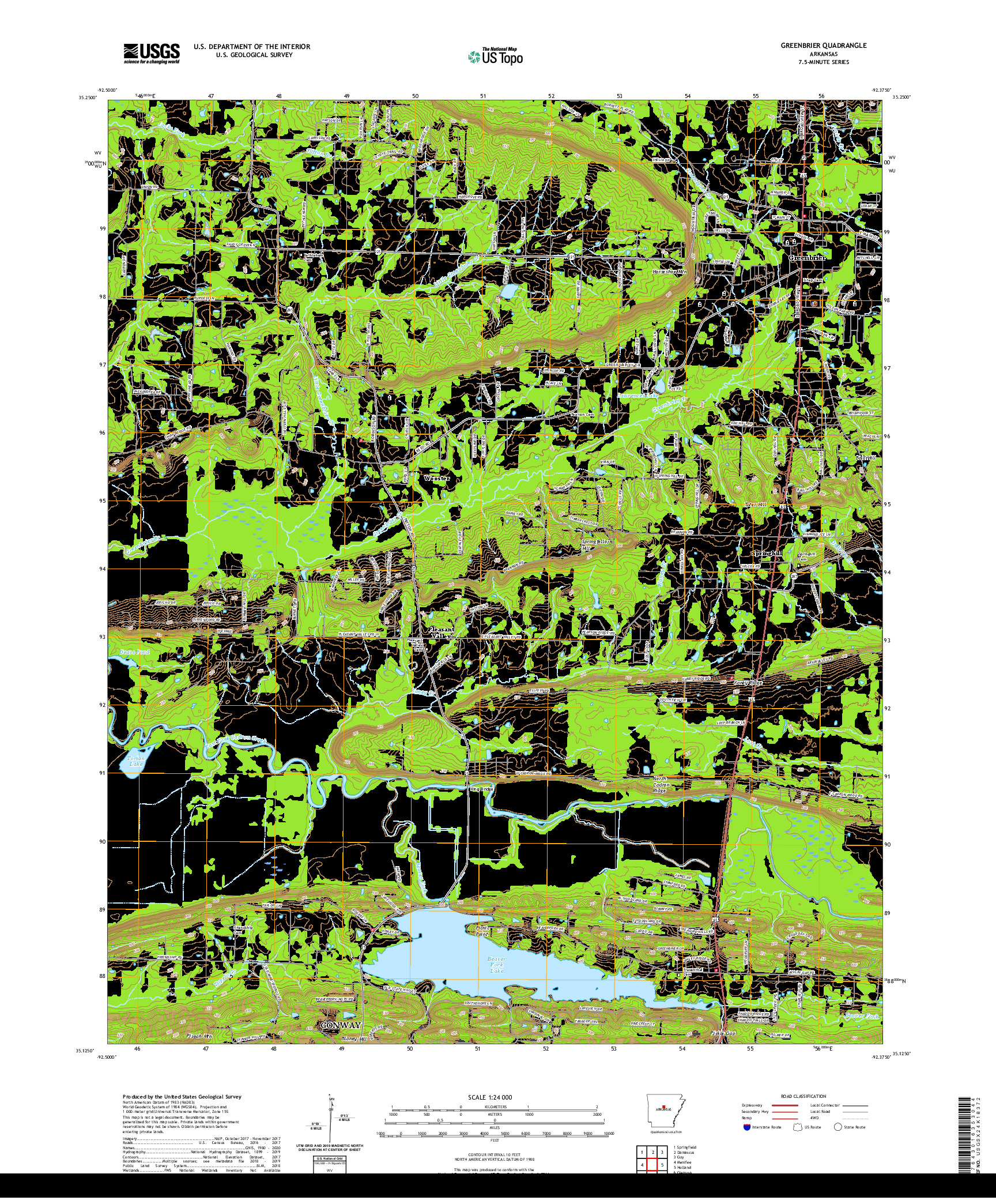 USGS US TOPO 7.5-MINUTE MAP FOR GREENBRIER, AR 2020