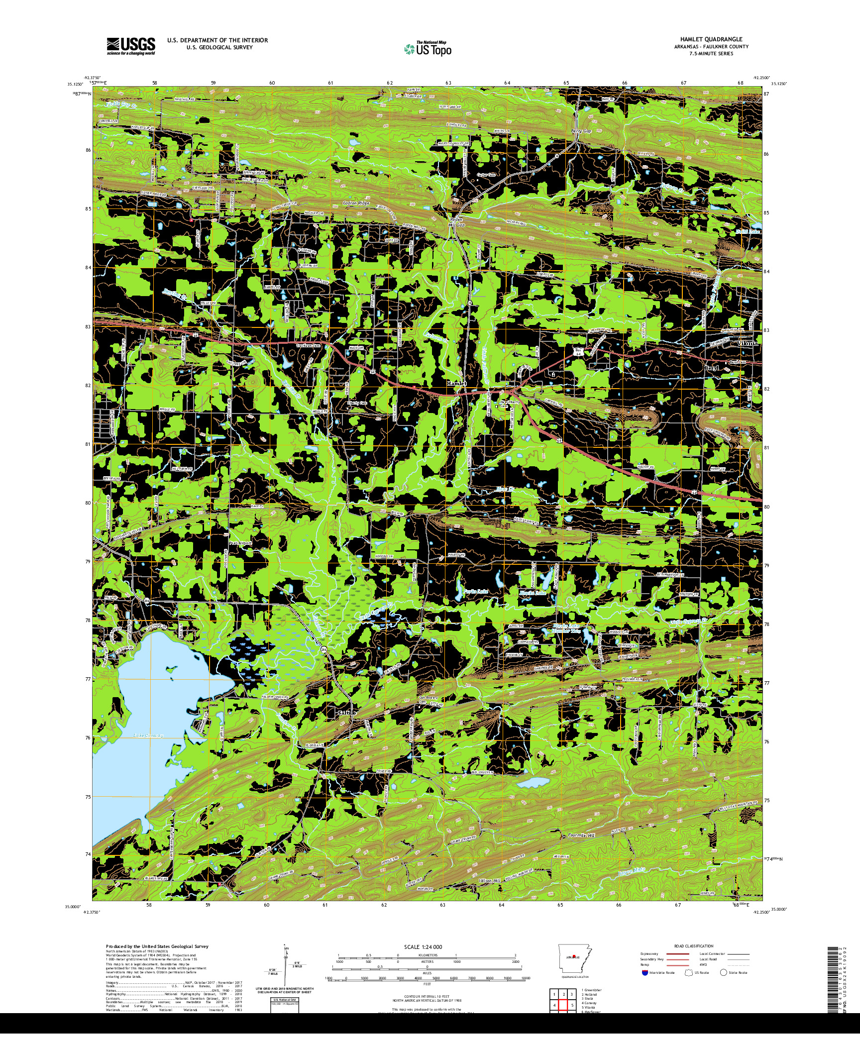 USGS US TOPO 7.5-MINUTE MAP FOR HAMLET, AR 2020