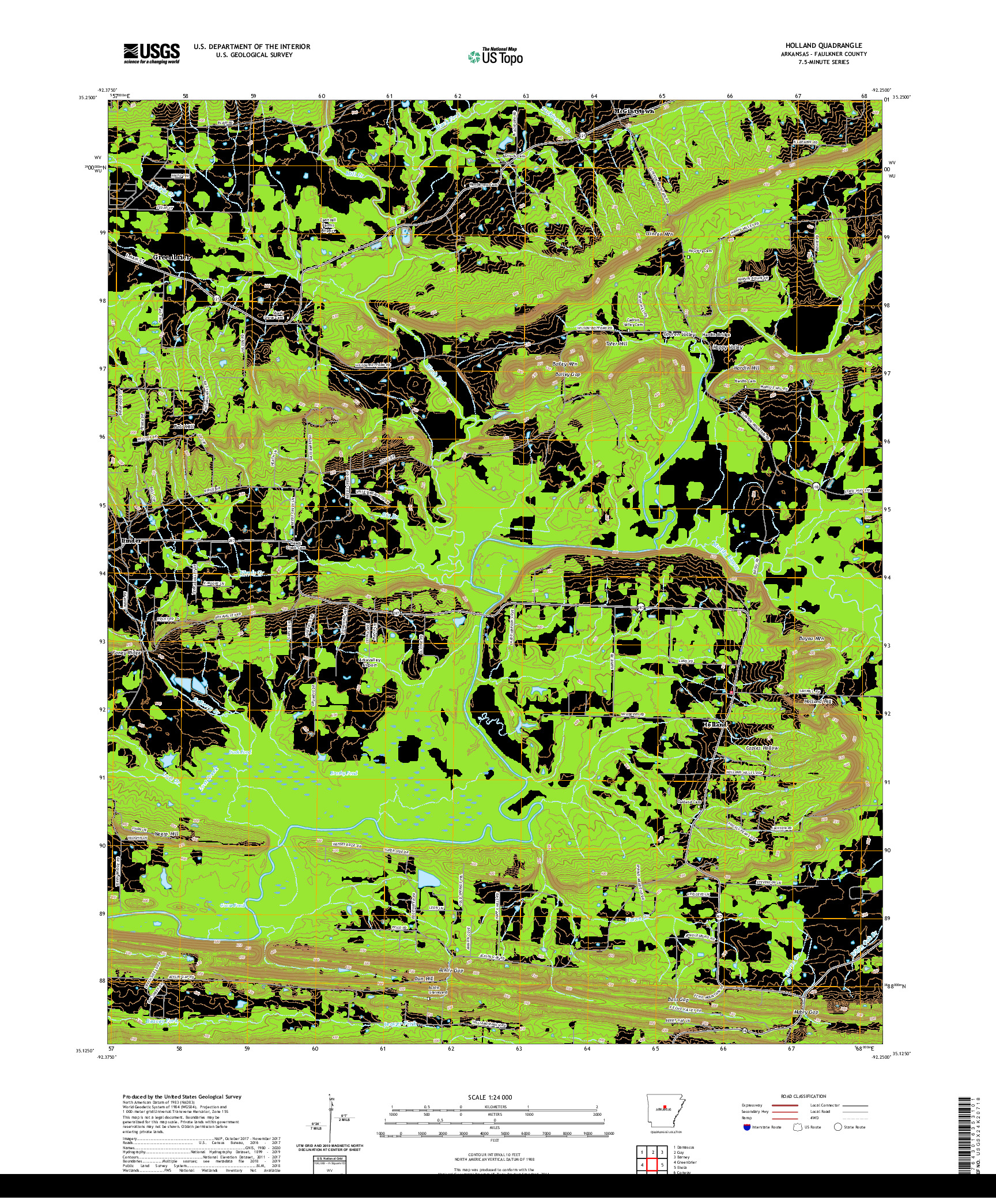 USGS US TOPO 7.5-MINUTE MAP FOR HOLLAND, AR 2020