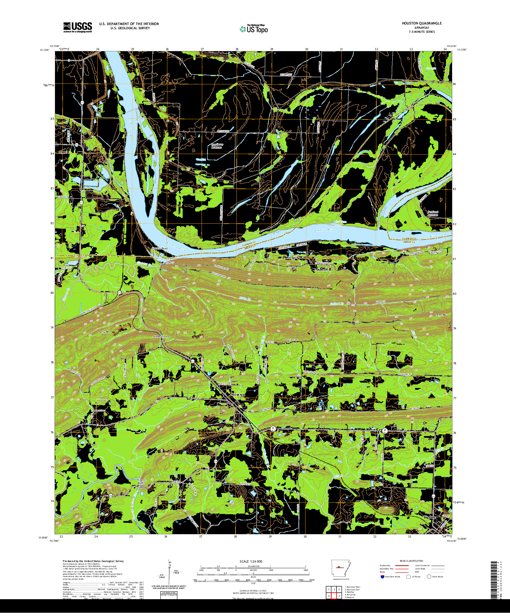 USGS US TOPO 7.5-MINUTE MAP FOR HOUSTON, AR 2020