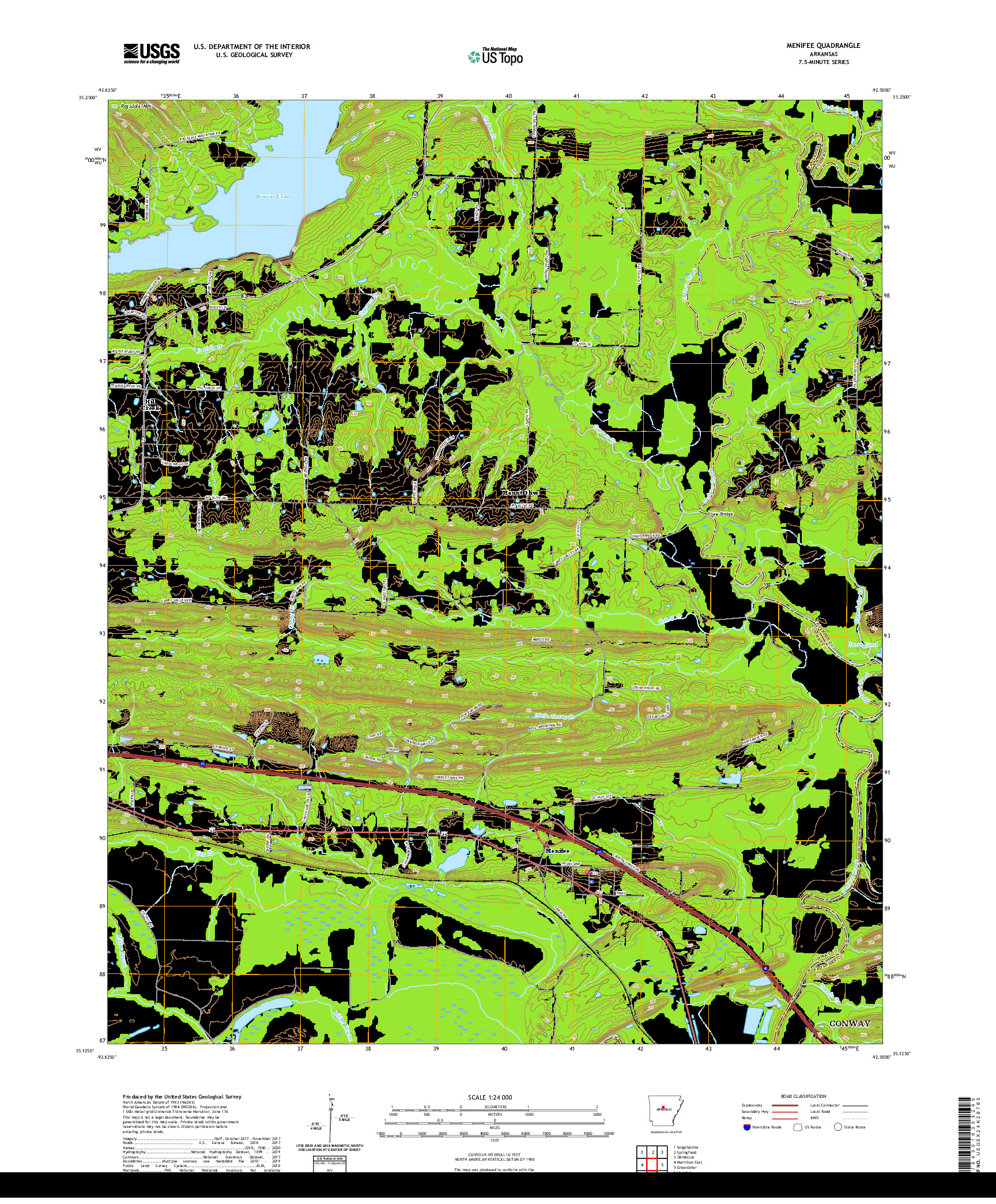 USGS US TOPO 7.5-MINUTE MAP FOR MENIFEE, AR 2020