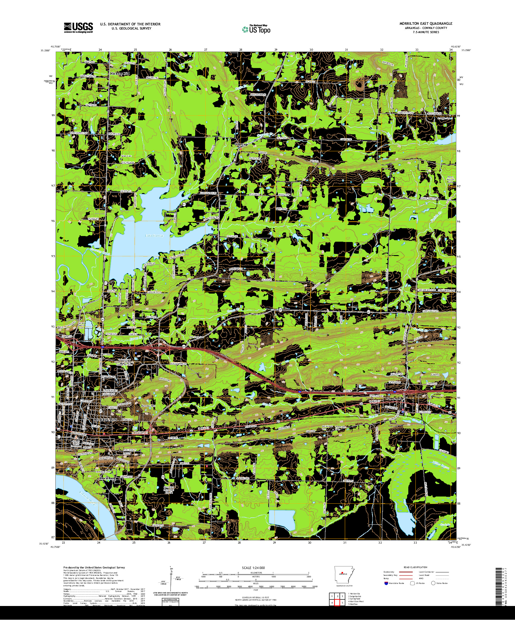 USGS US TOPO 7.5-MINUTE MAP FOR MORRILTON EAST, AR 2020