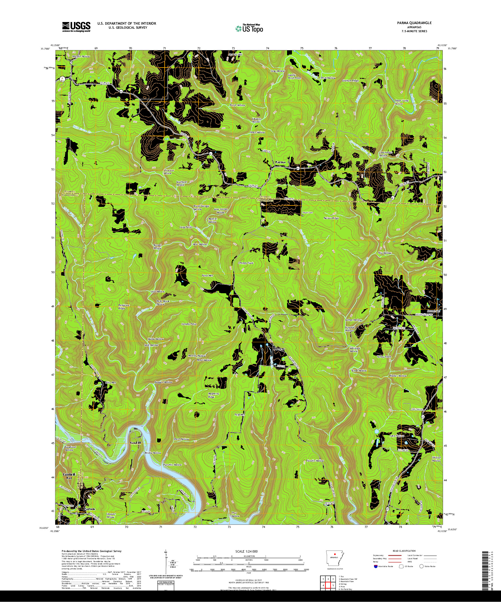 USGS US TOPO 7.5-MINUTE MAP FOR PARMA, AR 2020