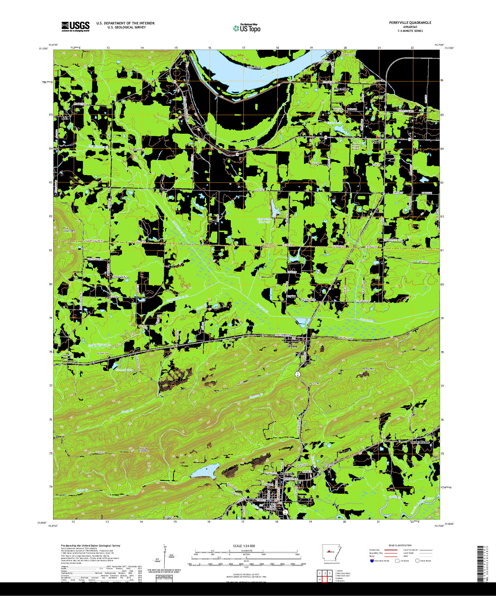 USGS US TOPO 7.5-MINUTE MAP FOR PERRYVILLE, AR 2020