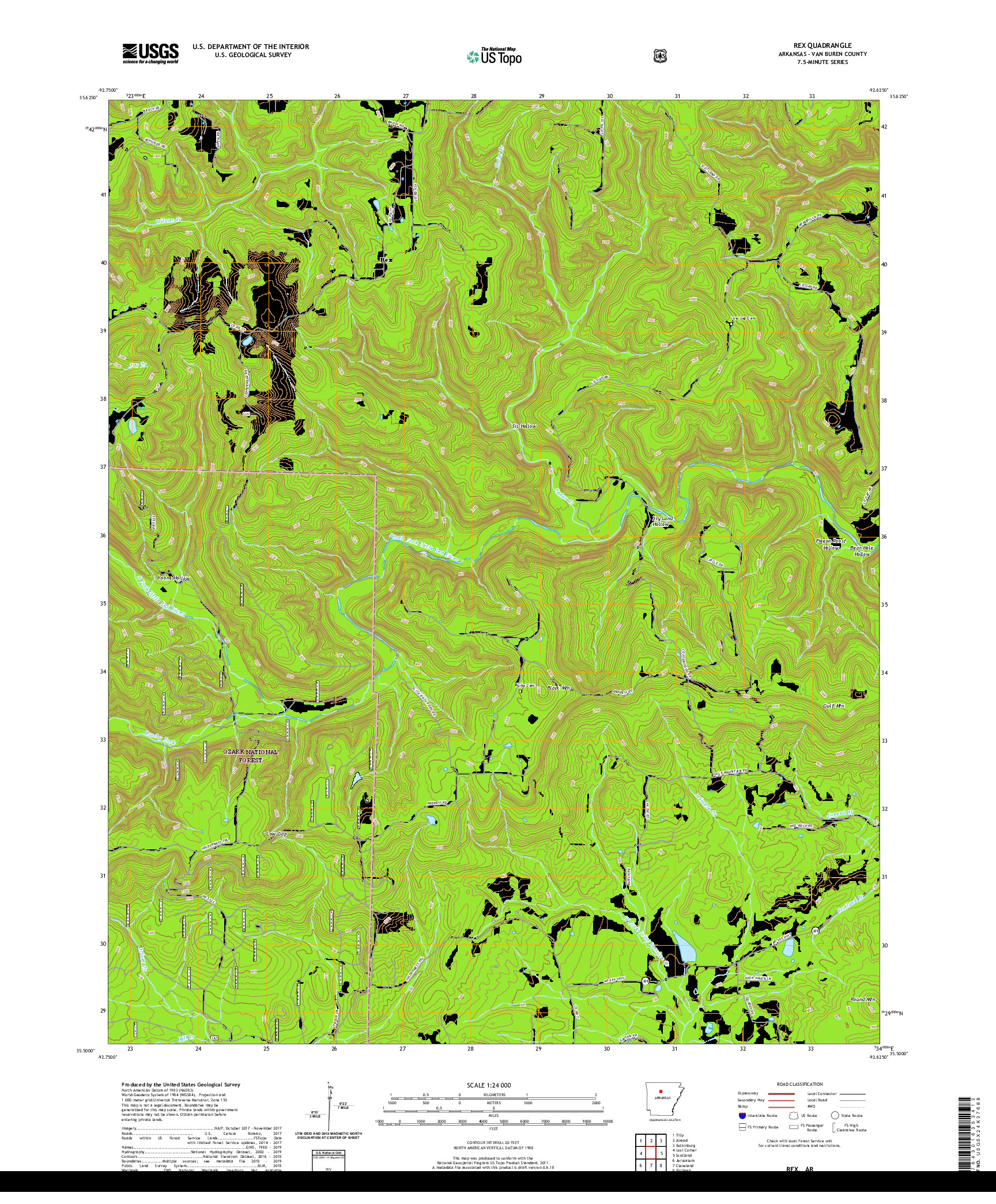 USGS US TOPO 7.5-MINUTE MAP FOR REX, AR 2020