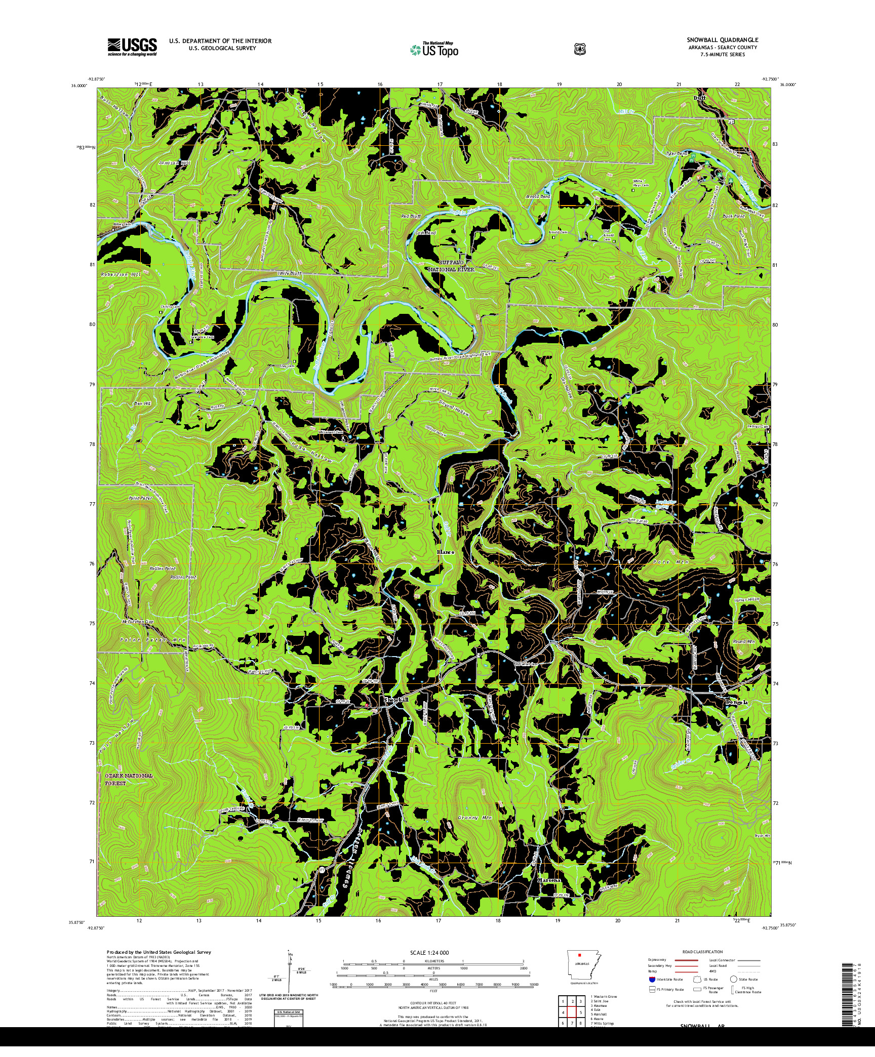 USGS US TOPO 7.5-MINUTE MAP FOR SNOWBALL, AR 2020