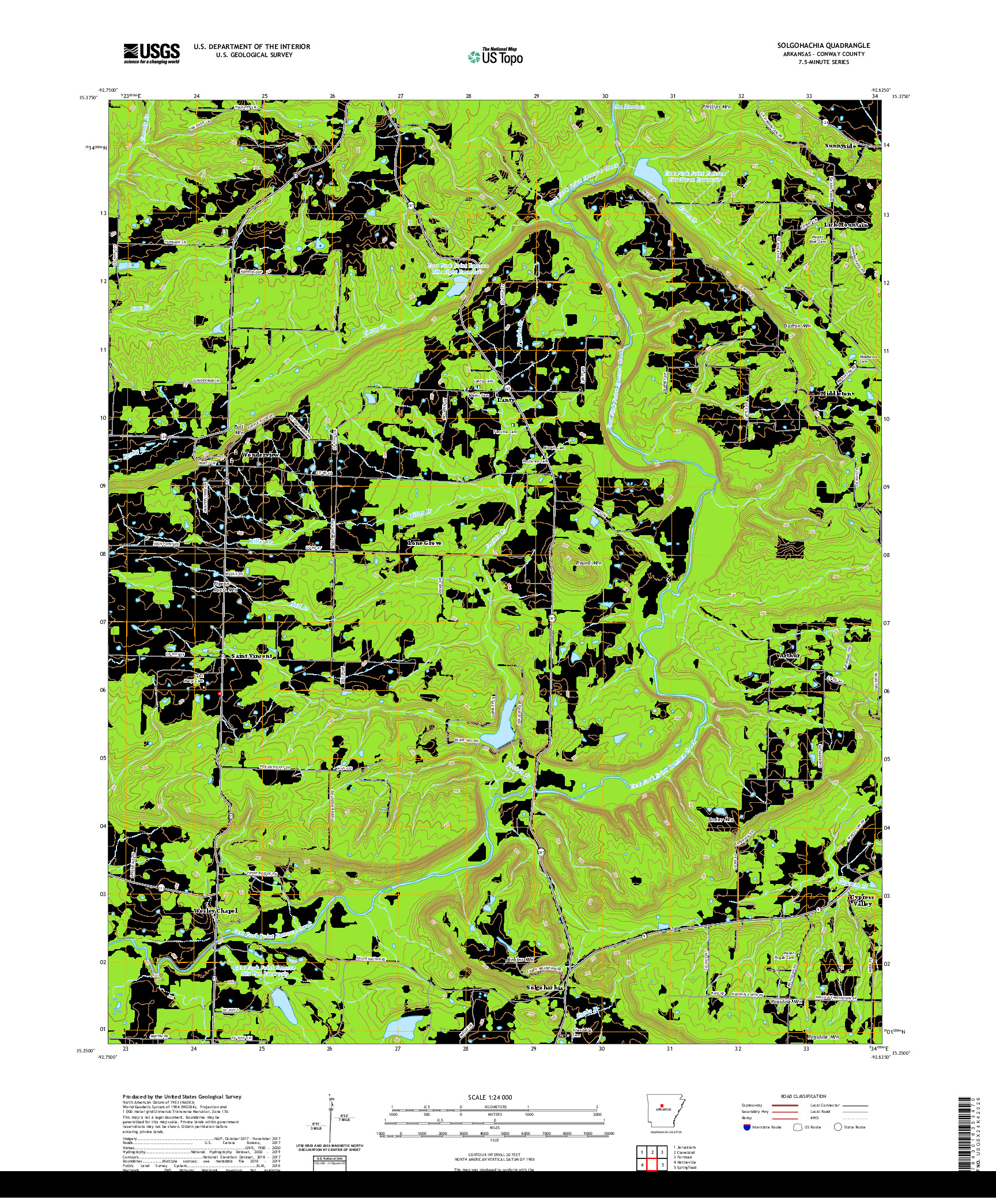 USGS US TOPO 7.5-MINUTE MAP FOR SOLGOHACHIA, AR 2020