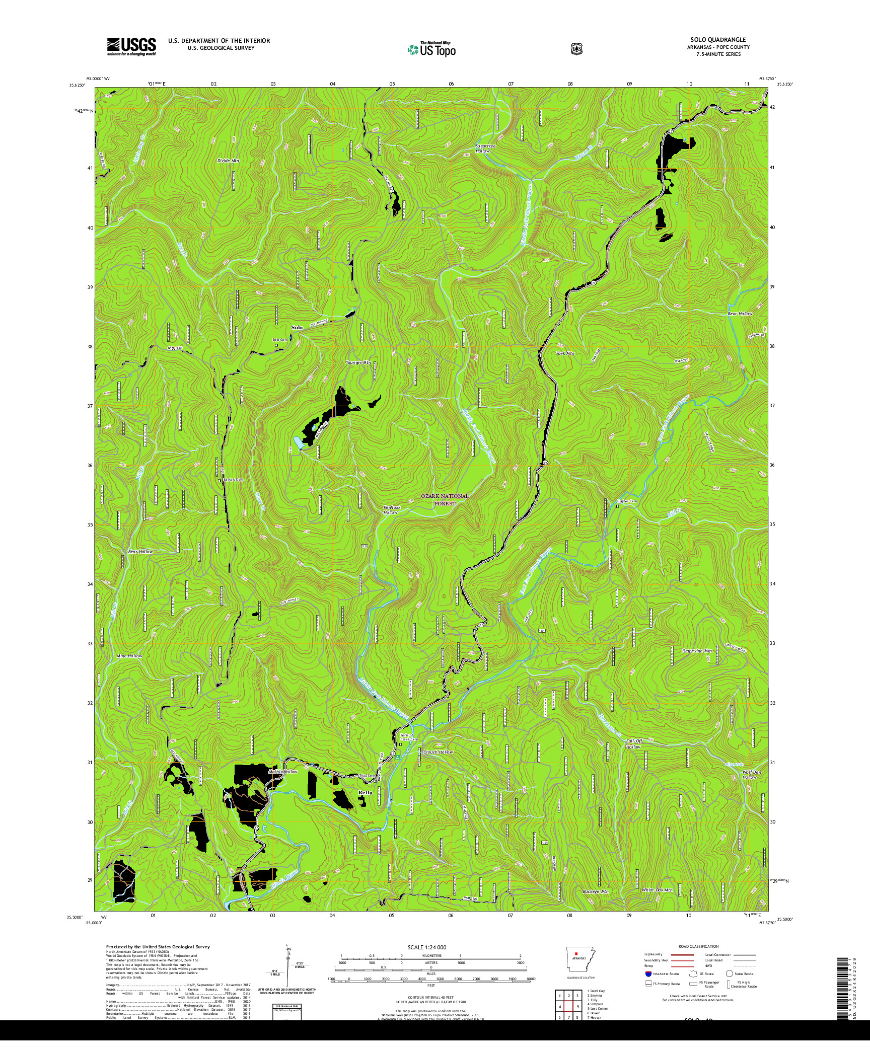 USGS US TOPO 7.5-MINUTE MAP FOR SOLO, AR 2020