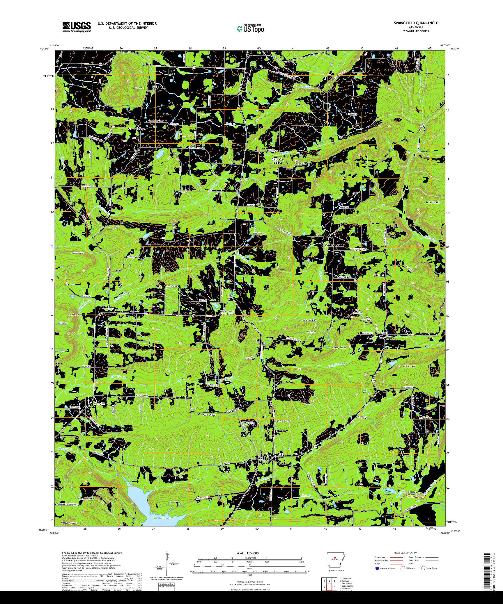 USGS US TOPO 7.5-MINUTE MAP FOR SPRINGFIELD, AR 2020