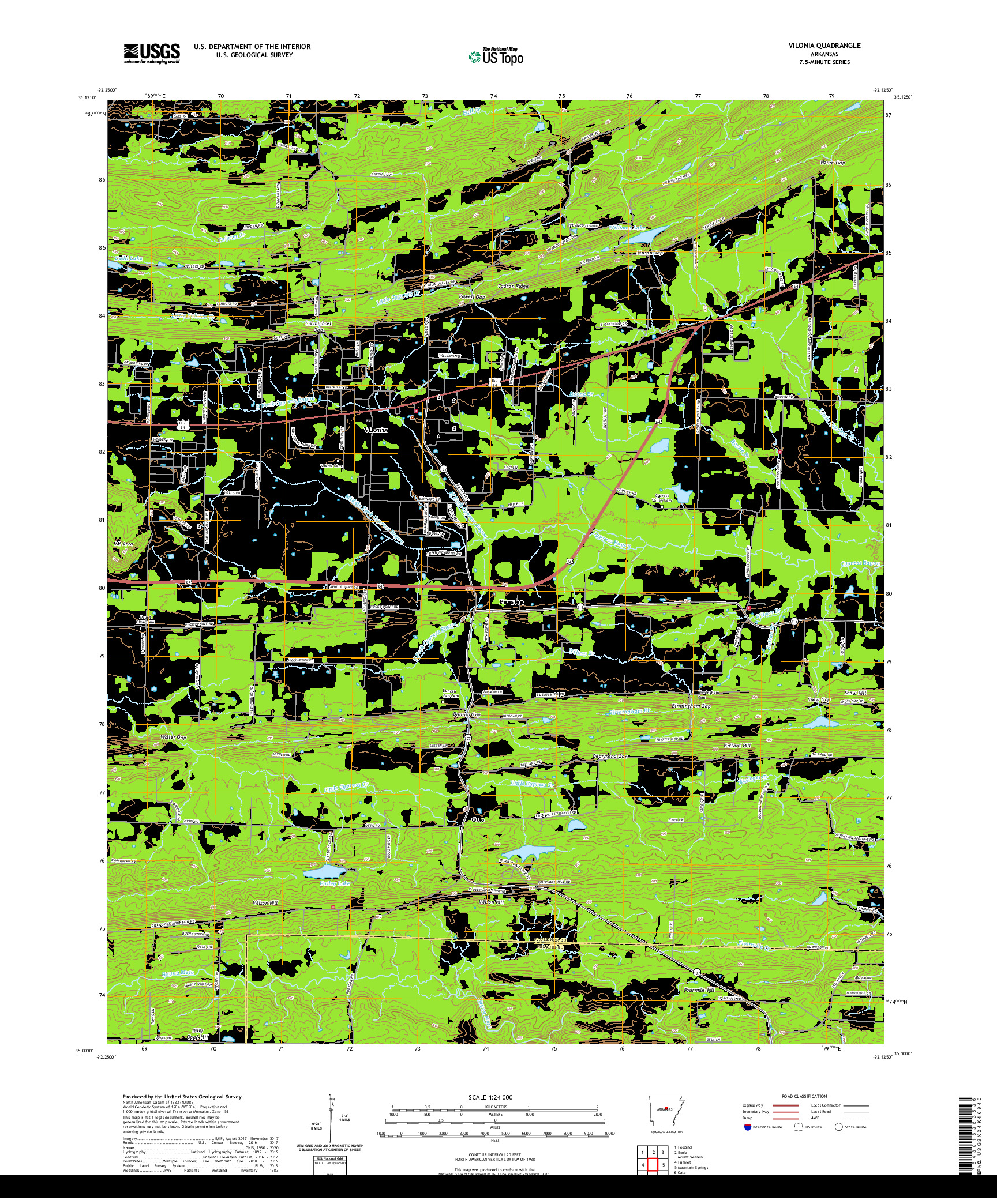 USGS US TOPO 7.5-MINUTE MAP FOR VILONIA, AR 2020