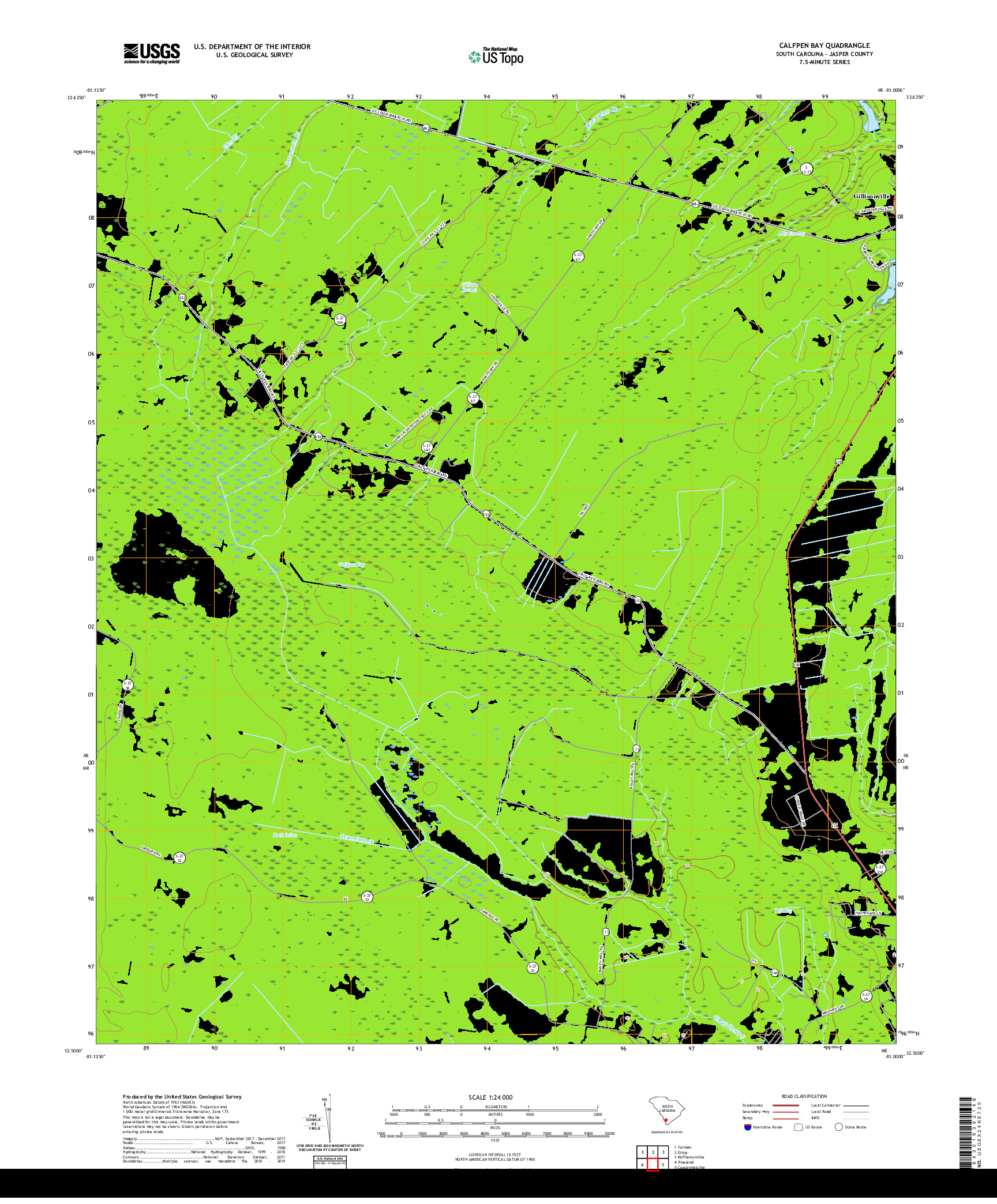USGS US TOPO 7.5-MINUTE MAP FOR CALFPEN BAY, SC 2020