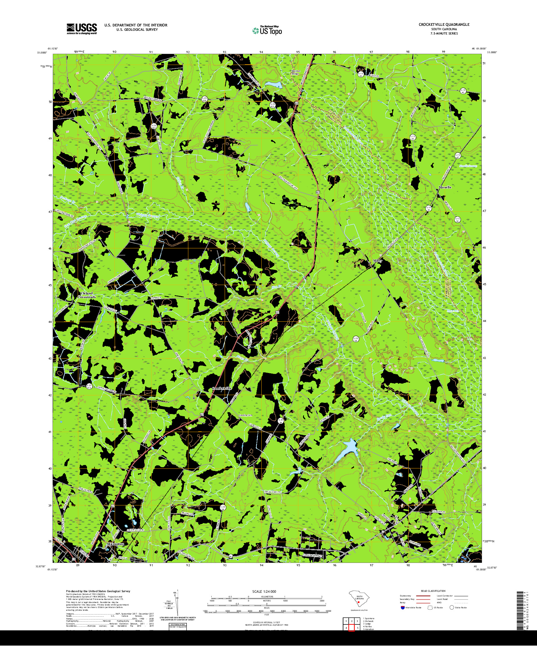 USGS US TOPO 7.5-MINUTE MAP FOR CROCKETVILLE, SC 2020