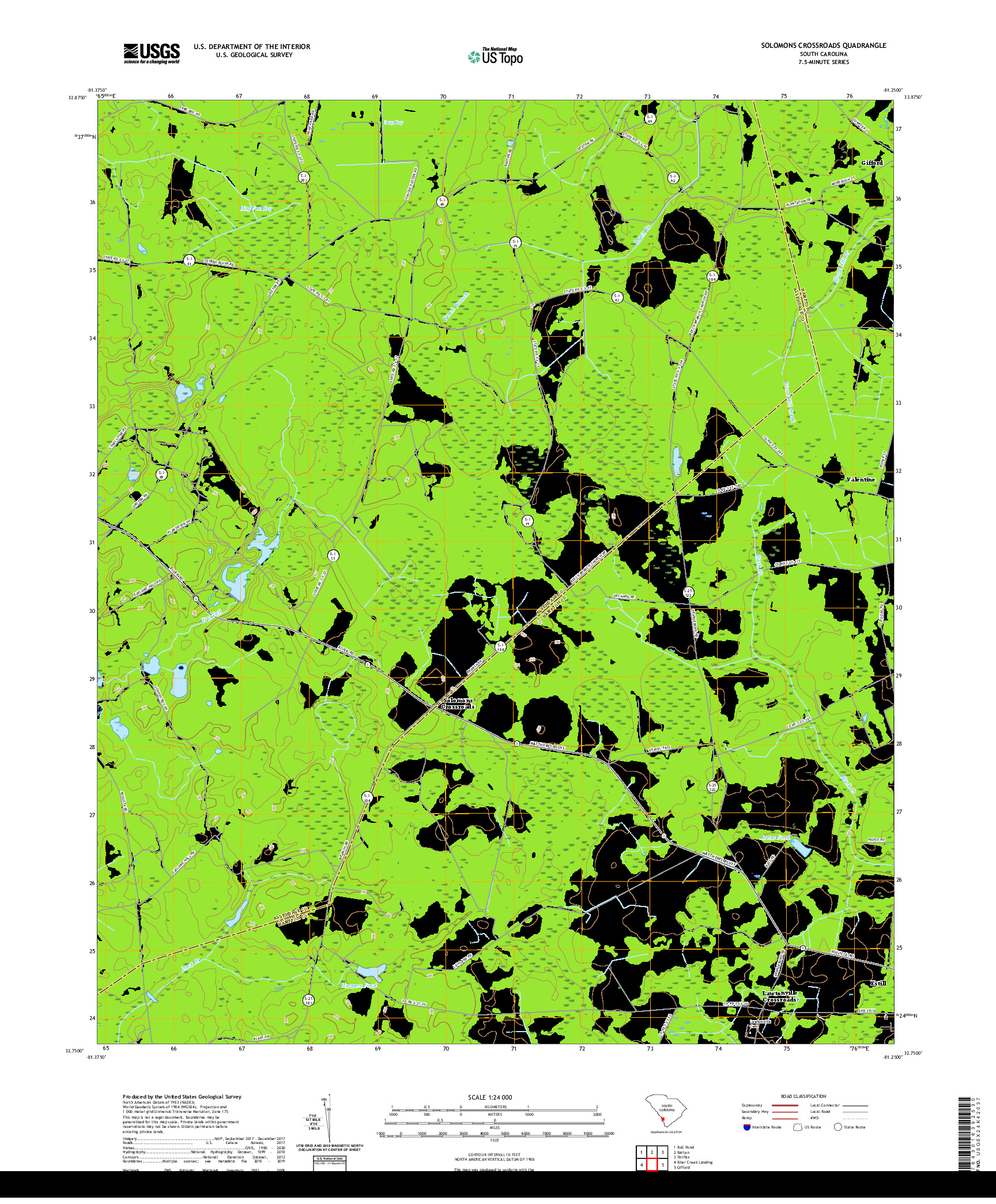 USGS US TOPO 7.5-MINUTE MAP FOR SOLOMONS CROSSROADS, SC 2020