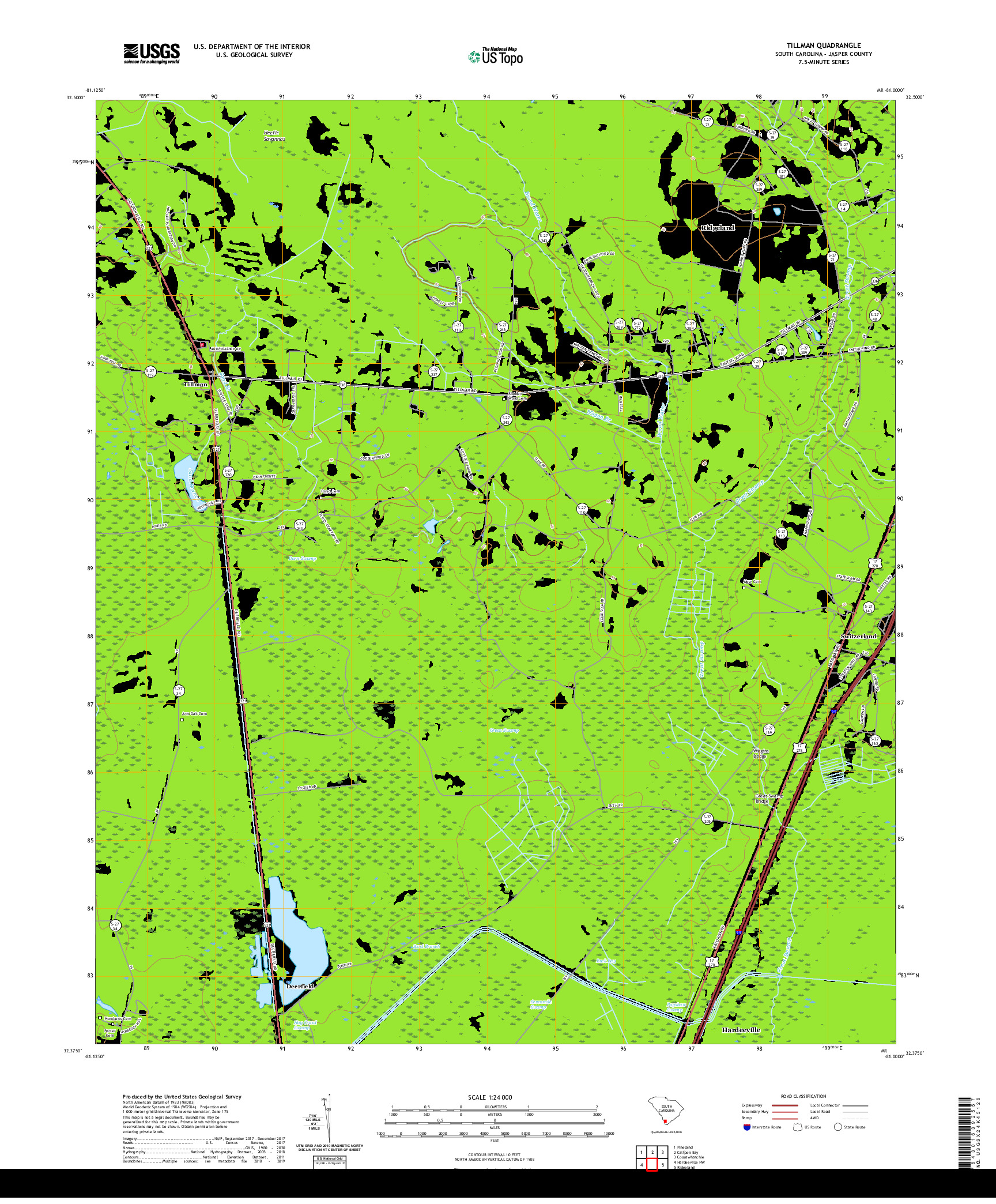 USGS US TOPO 7.5-MINUTE MAP FOR TILLMAN, SC 2020