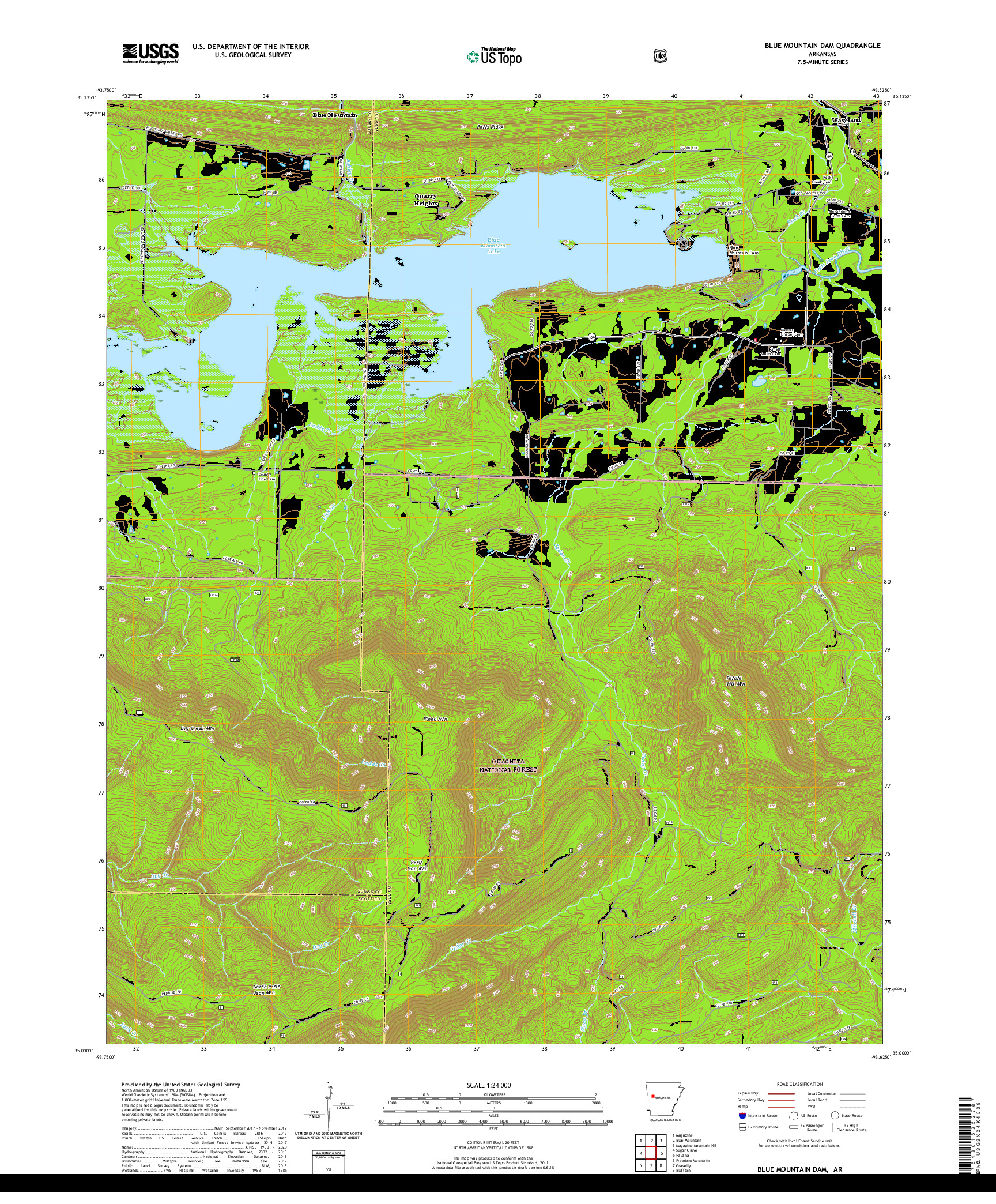 USGS US TOPO 7.5-MINUTE MAP FOR BLUE MOUNTAIN DAM, AR 2020