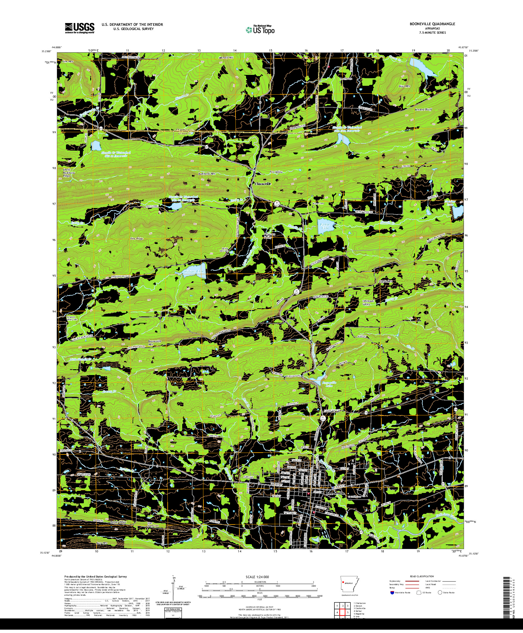 USGS US TOPO 7.5-MINUTE MAP FOR BOONEVILLE, AR 2020