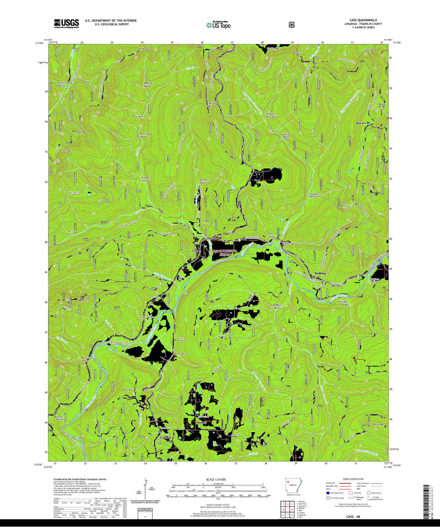 USGS US TOPO 7.5-MINUTE MAP FOR CASS, AR 2020