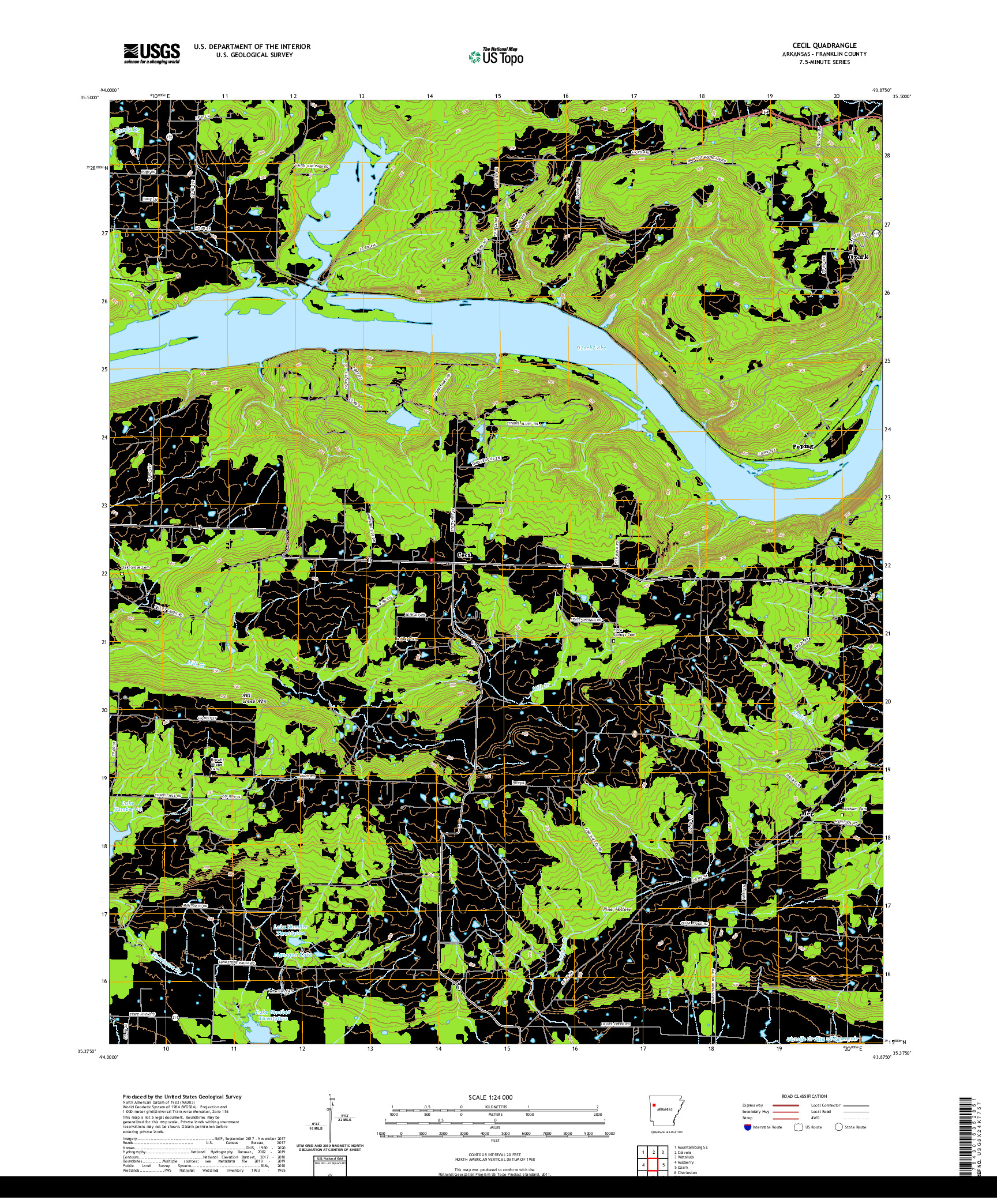 USGS US TOPO 7.5-MINUTE MAP FOR CECIL, AR 2020