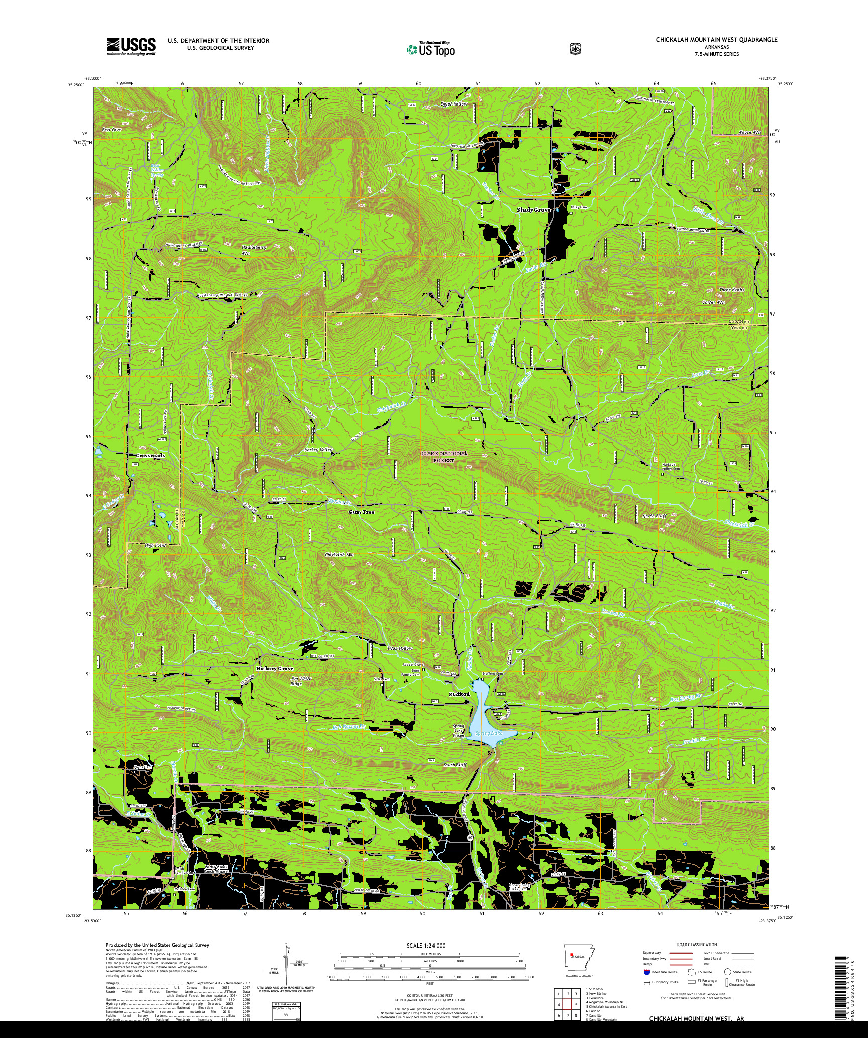 USGS US TOPO 7.5-MINUTE MAP FOR CHICKALAH MOUNTAIN WEST, AR 2020