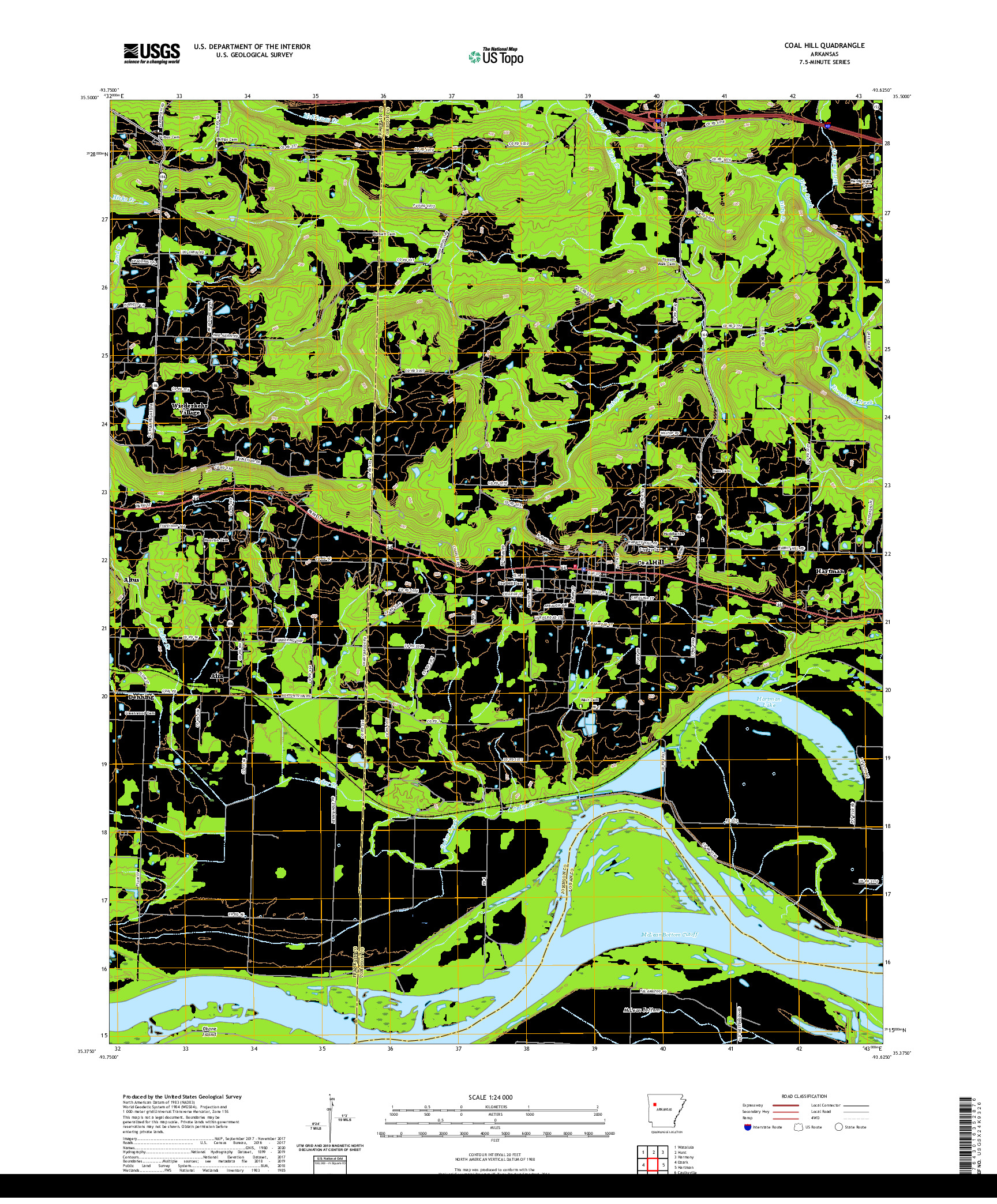 USGS US TOPO 7.5-MINUTE MAP FOR COAL HILL, AR 2020