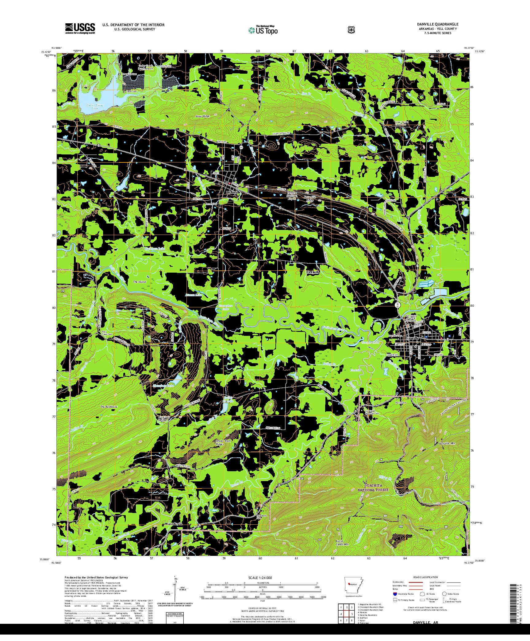 USGS US TOPO 7.5-MINUTE MAP FOR DANVILLE, AR 2020