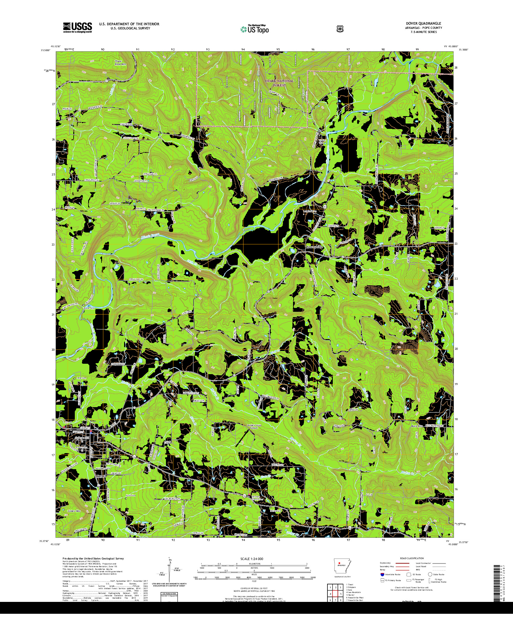 USGS US TOPO 7.5-MINUTE MAP FOR DOVER, AR 2020