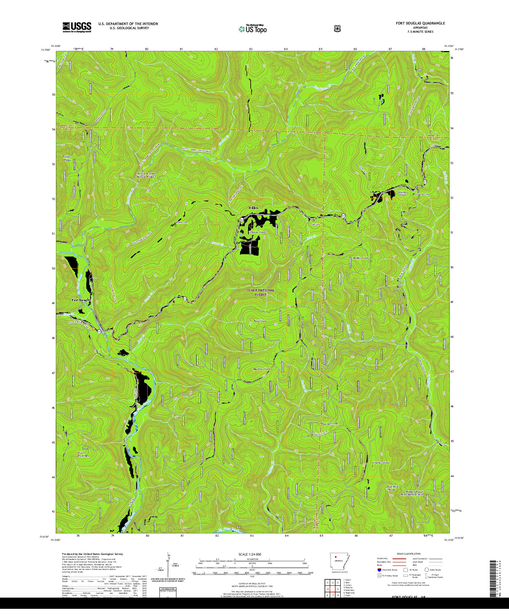 USGS US TOPO 7.5-MINUTE MAP FOR FORT DOUGLAS, AR 2020
