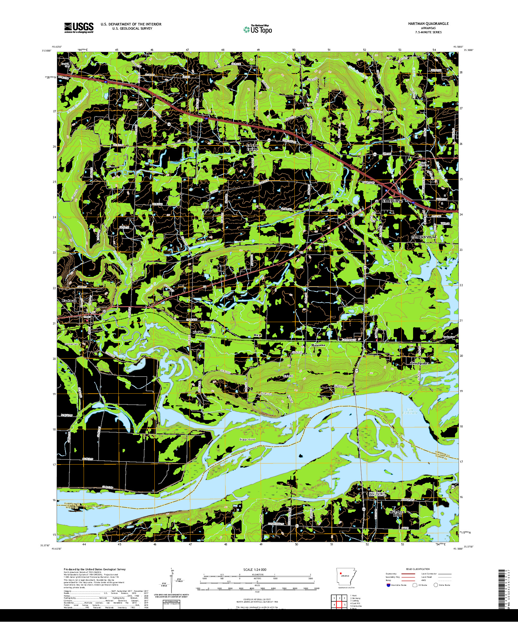 USGS US TOPO 7.5-MINUTE MAP FOR HARTMAN, AR 2020