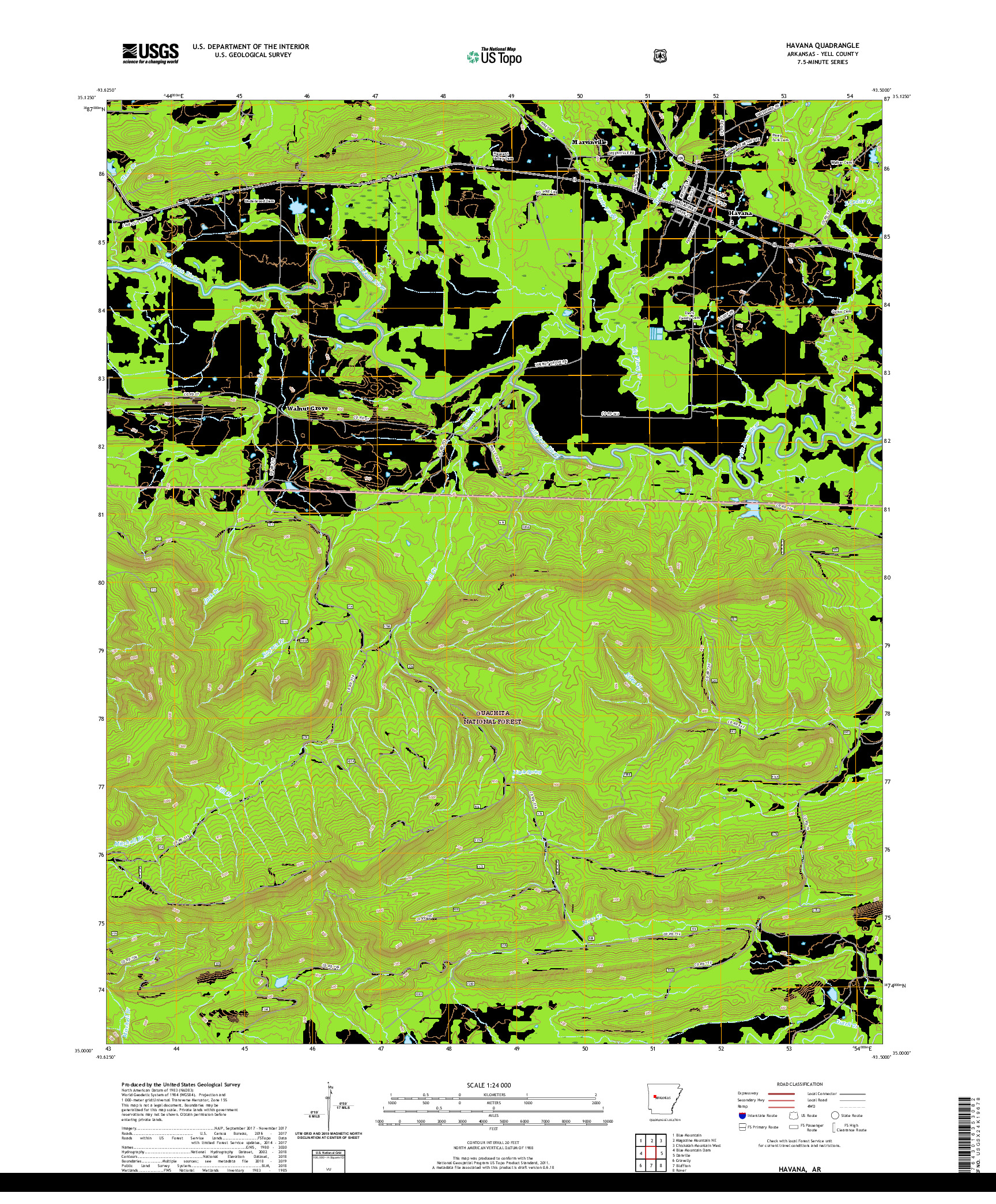 USGS US TOPO 7.5-MINUTE MAP FOR HAVANA, AR 2020