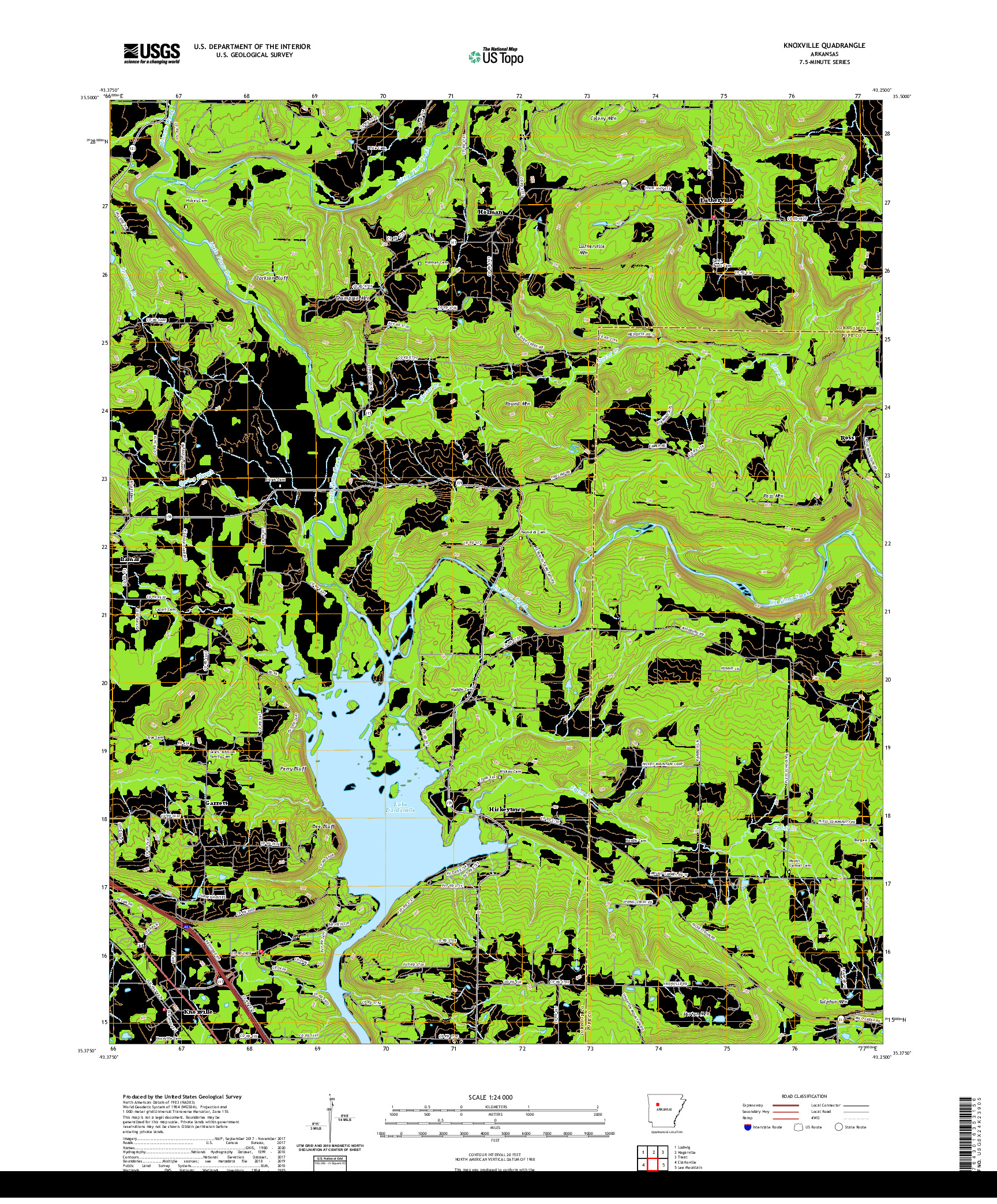 USGS US TOPO 7.5-MINUTE MAP FOR KNOXVILLE, AR 2020