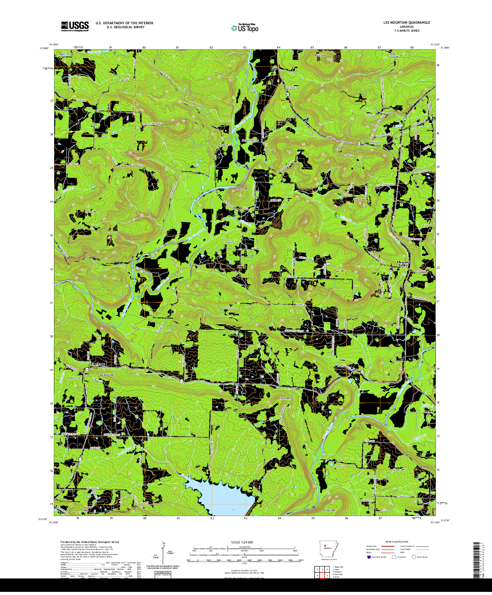 USGS US TOPO 7.5-MINUTE MAP FOR LEE MOUNTAIN, AR 2020