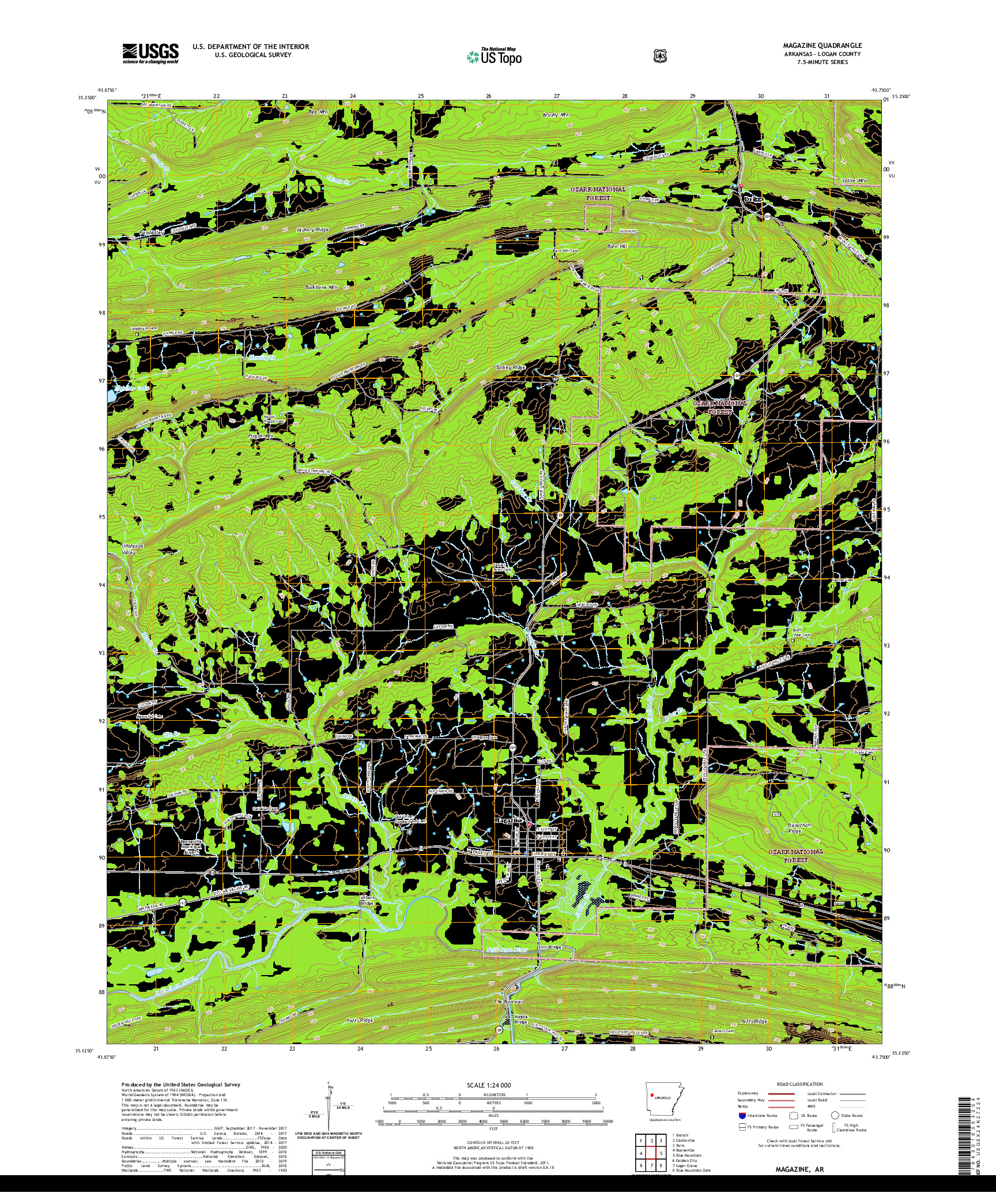 USGS US TOPO 7.5-MINUTE MAP FOR MAGAZINE, AR 2020