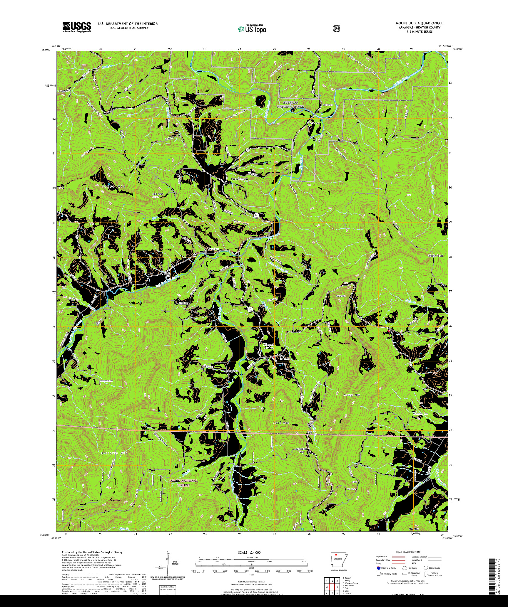 USGS US TOPO 7.5-MINUTE MAP FOR MOUNT JUDEA, AR 2020