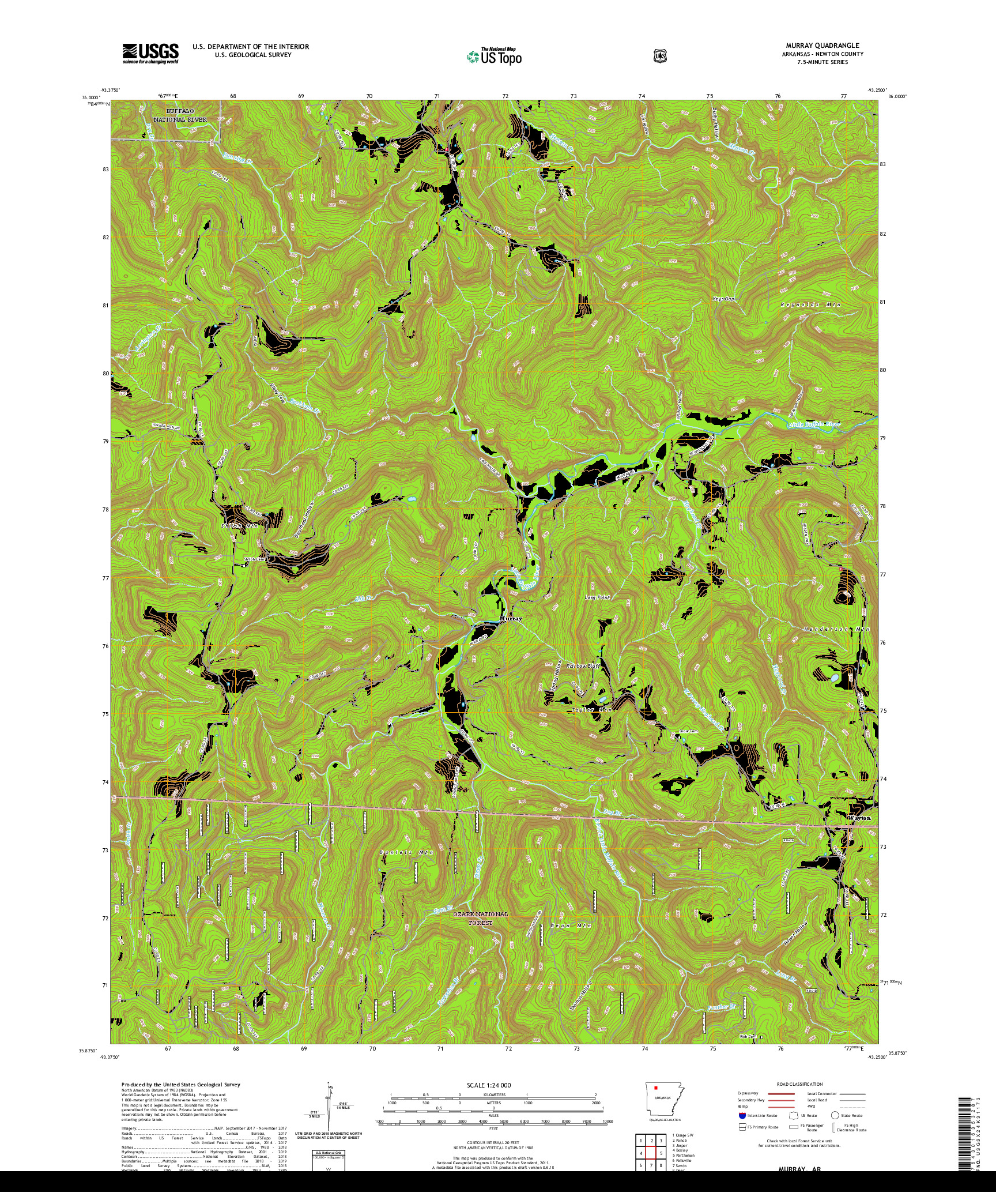 USGS US TOPO 7.5-MINUTE MAP FOR MURRAY, AR 2020